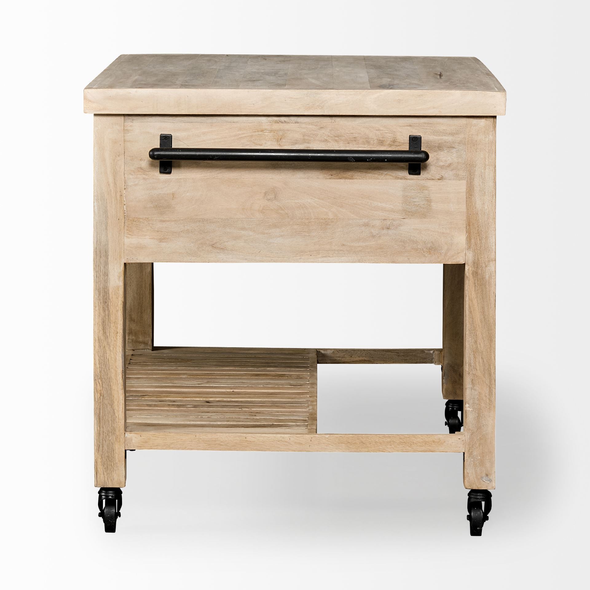 Columbia Small Kitchen Island Brown Wood | Square - kitchen-islands