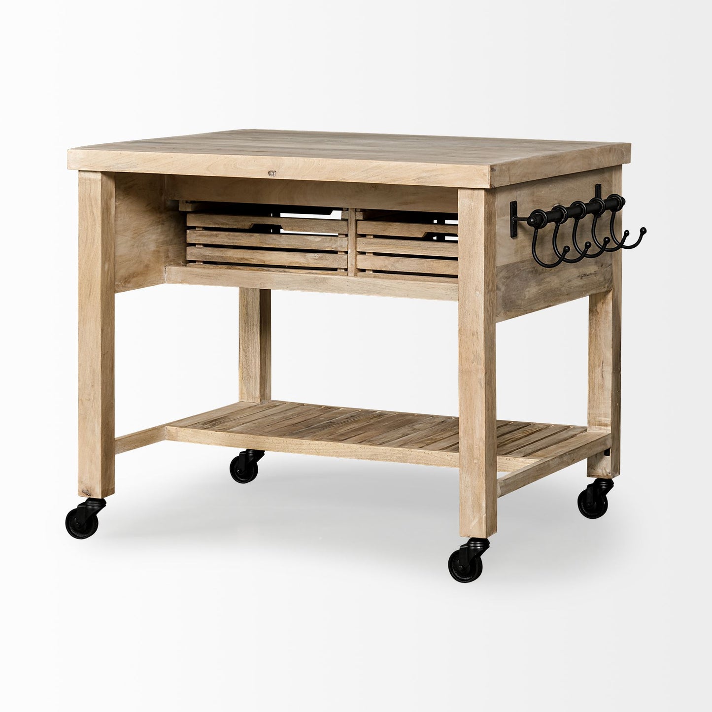 Columbia Small Kitchen Island Brown Wood | Square - kitchen-islands