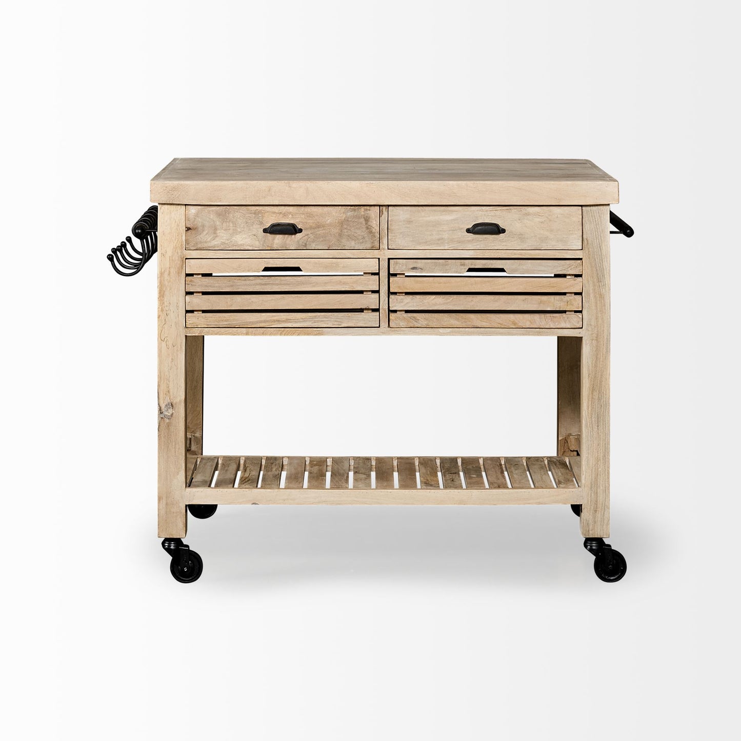 Columbia Small Kitchen Island Brown Wood | Square - kitchen-islands