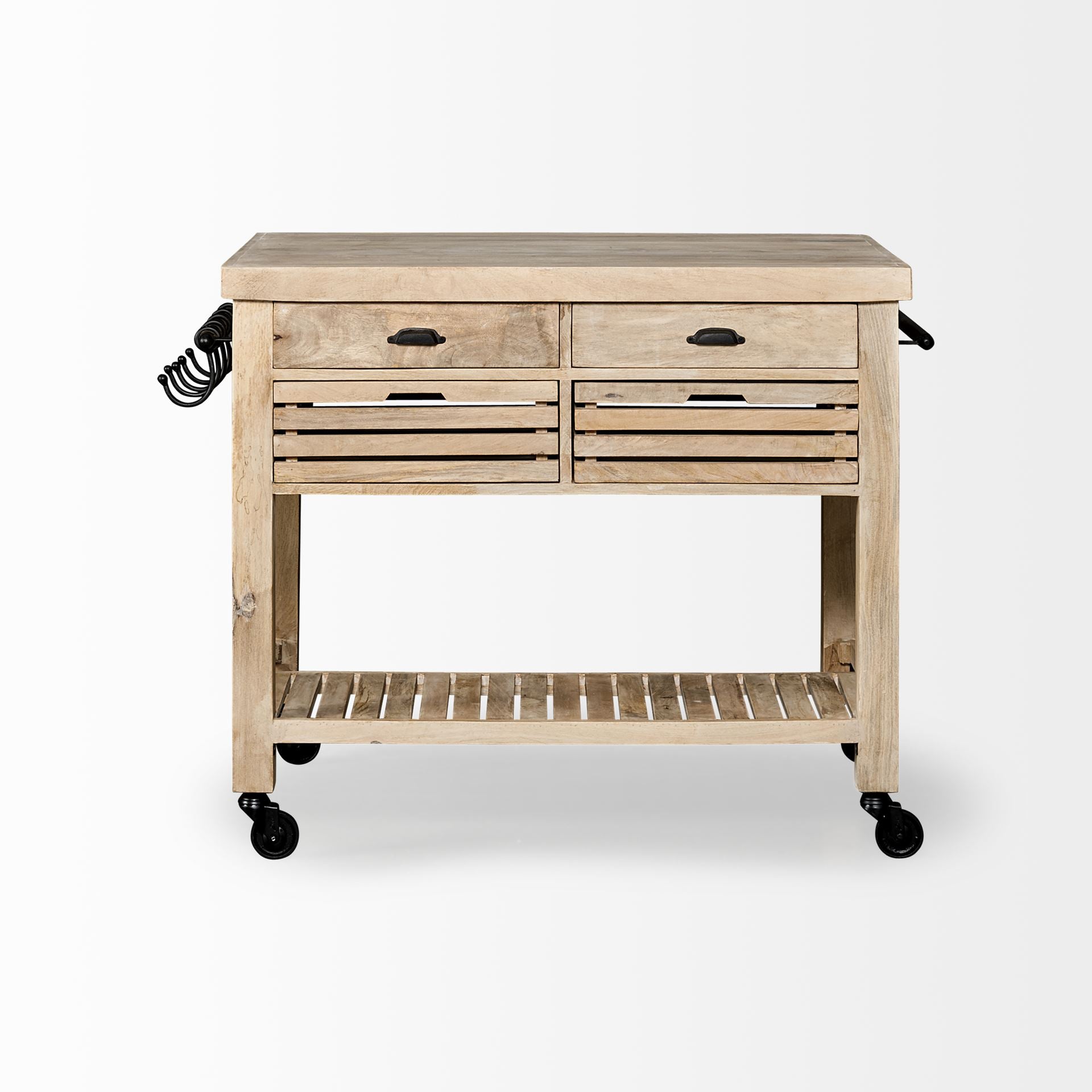 Columbia Small Kitchen Island Brown Wood | Square - kitchen-islands