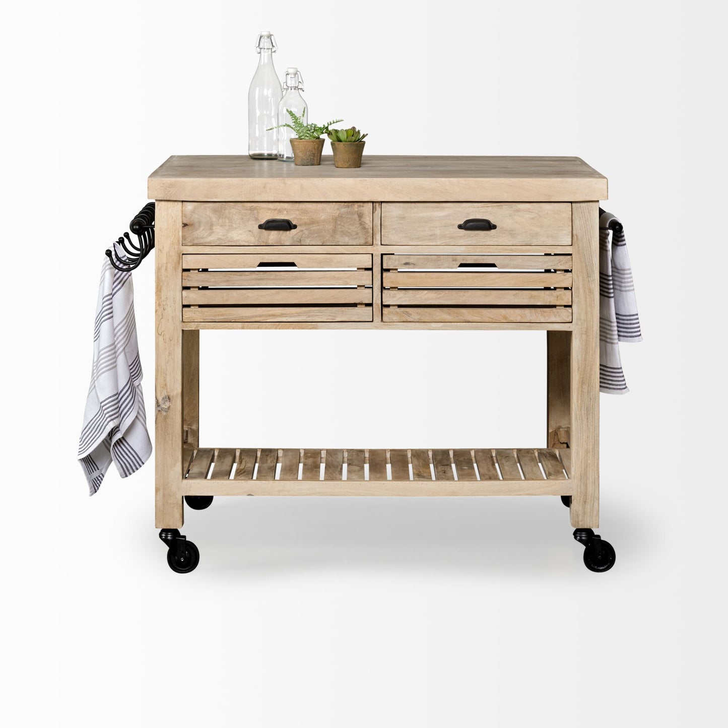 Columbia Small Kitchen Island Brown Wood | Square - kitchen-islands