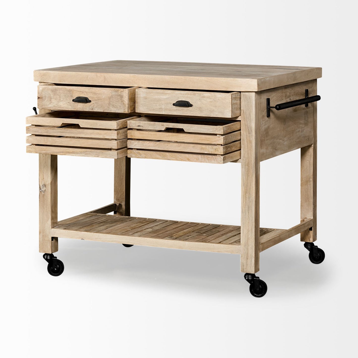 Columbia Small Kitchen Island Brown Wood | Square - kitchen-islands