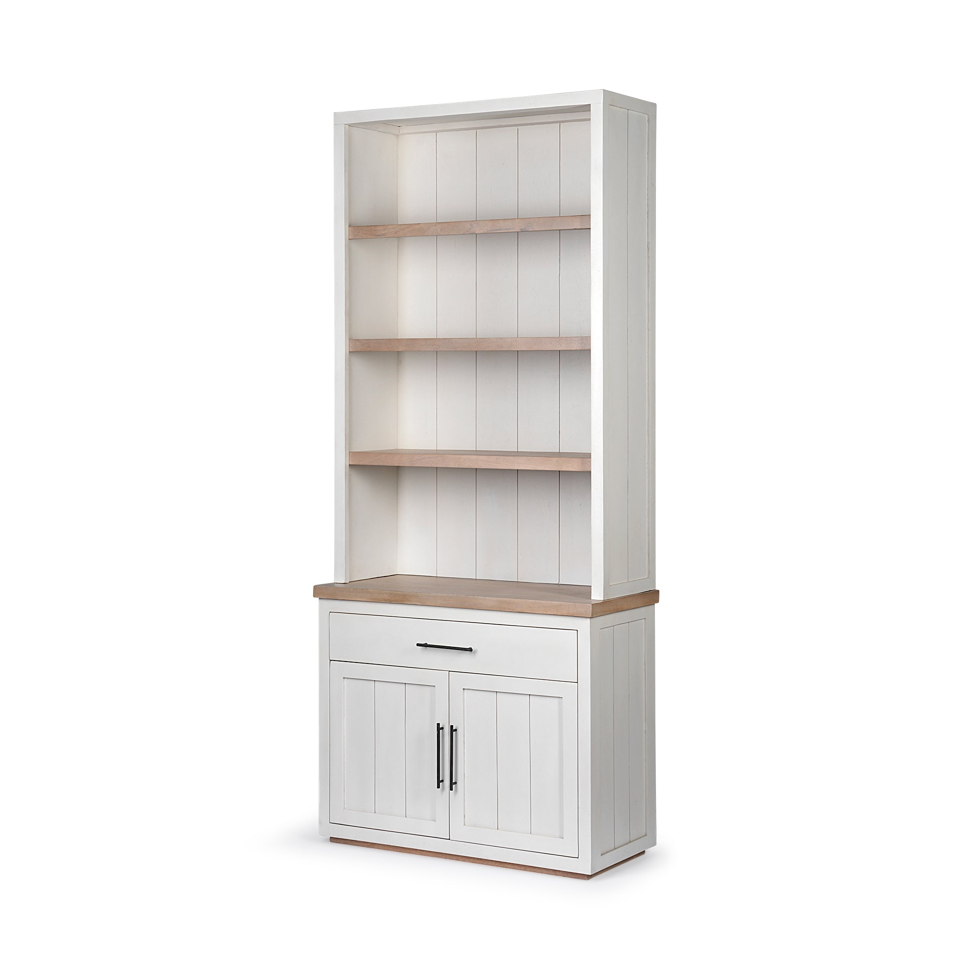 Fairview I  White and Medium Brown Wood Three Shelf Shelving Unit