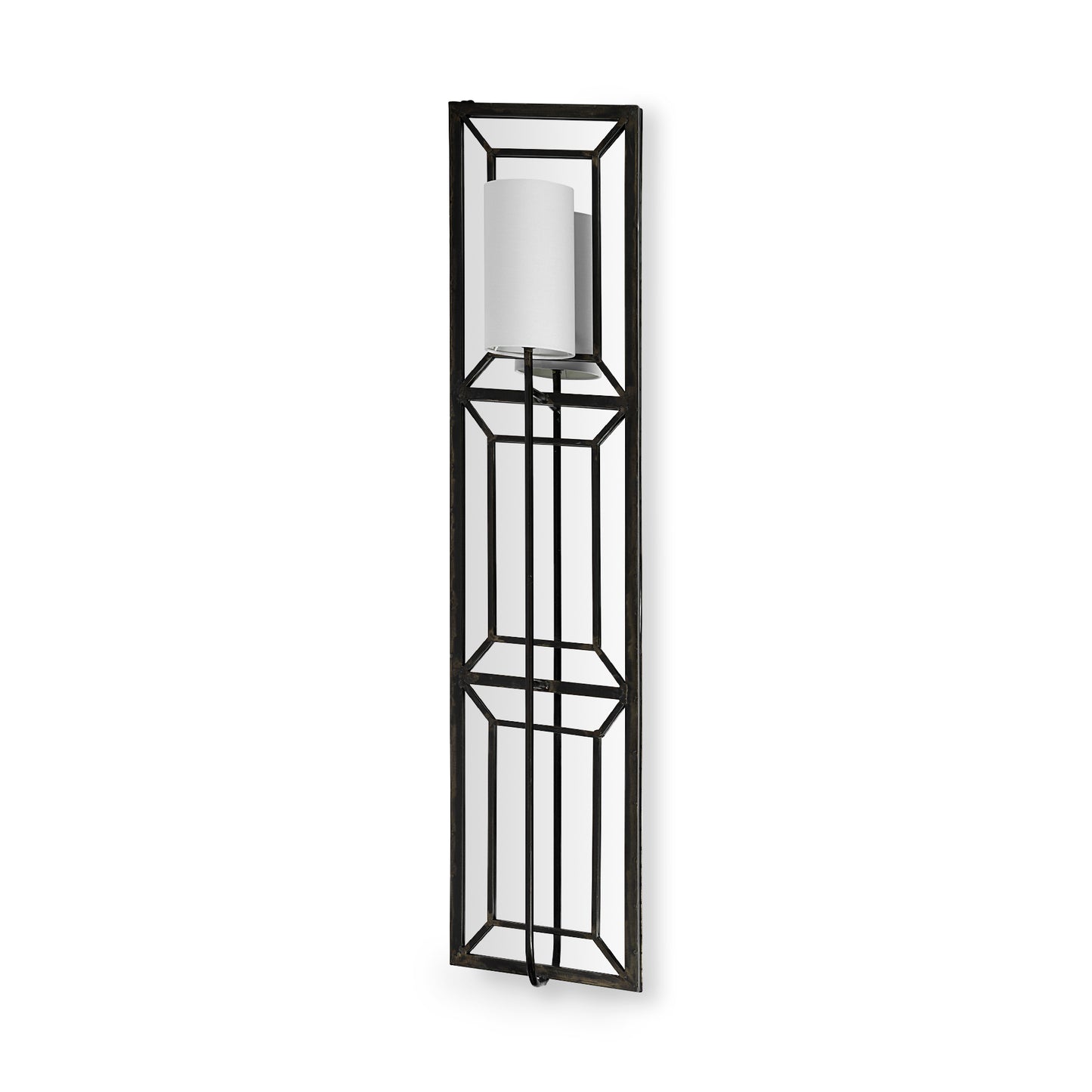 Noah Wall Sconce Black Metal | White Shade - wall-fixtures