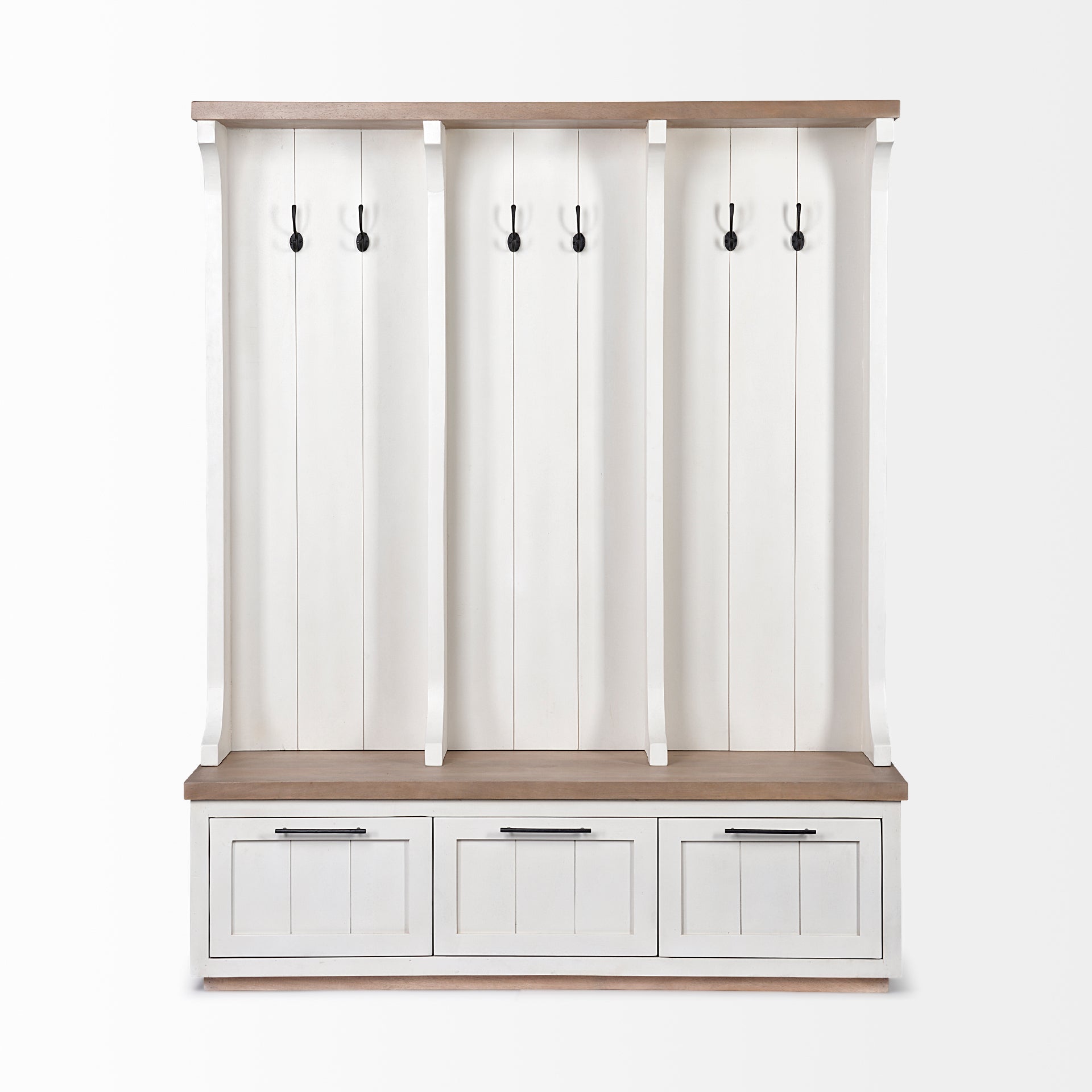 Fairview IV 61L x 17W White And Brown Wood With Storage Hall Tree