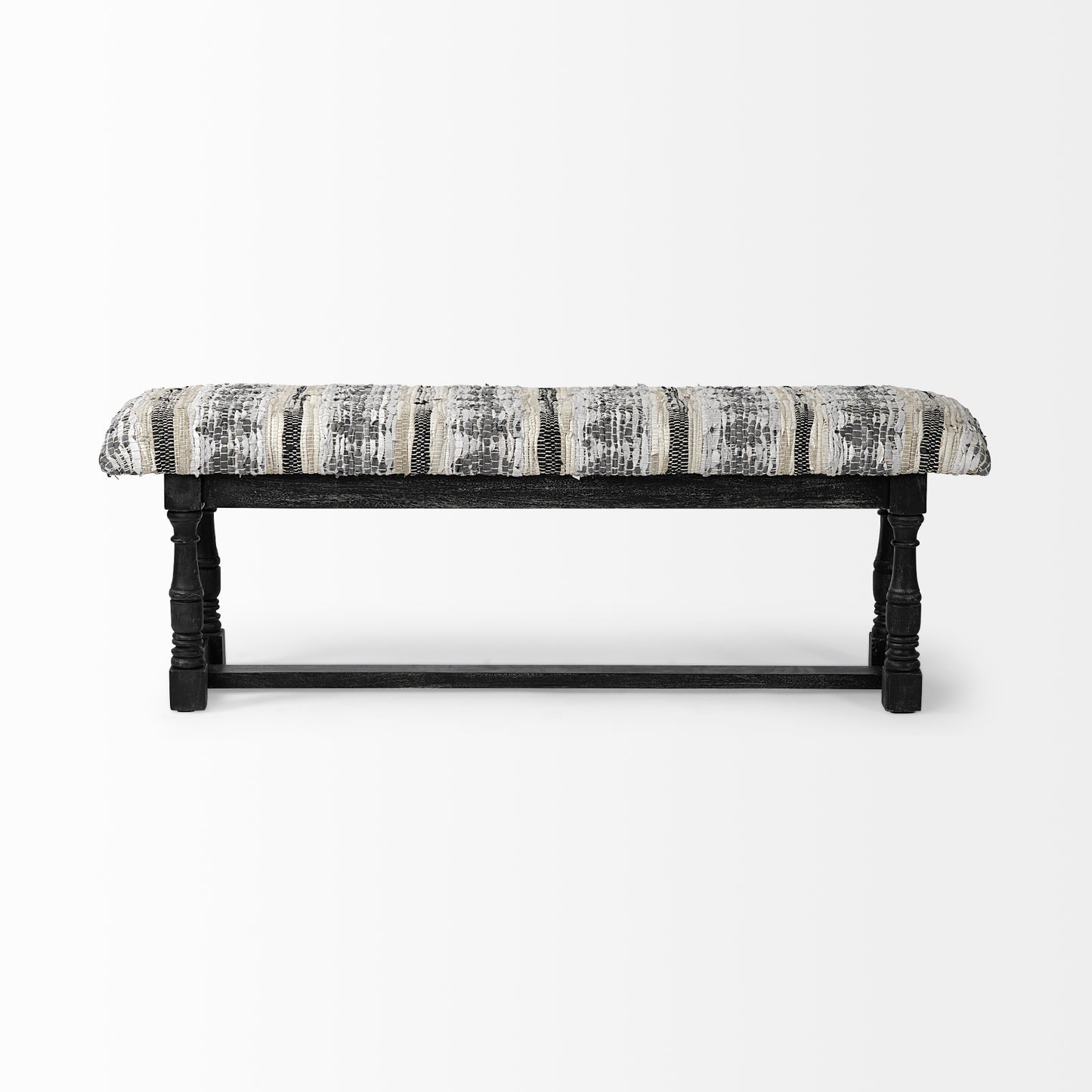 Denison Bench Woven Leather | Black Wood - benches