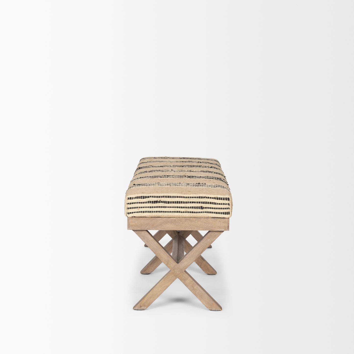 Solis Bench Beige/Black Fabric | Brown Wood - benches