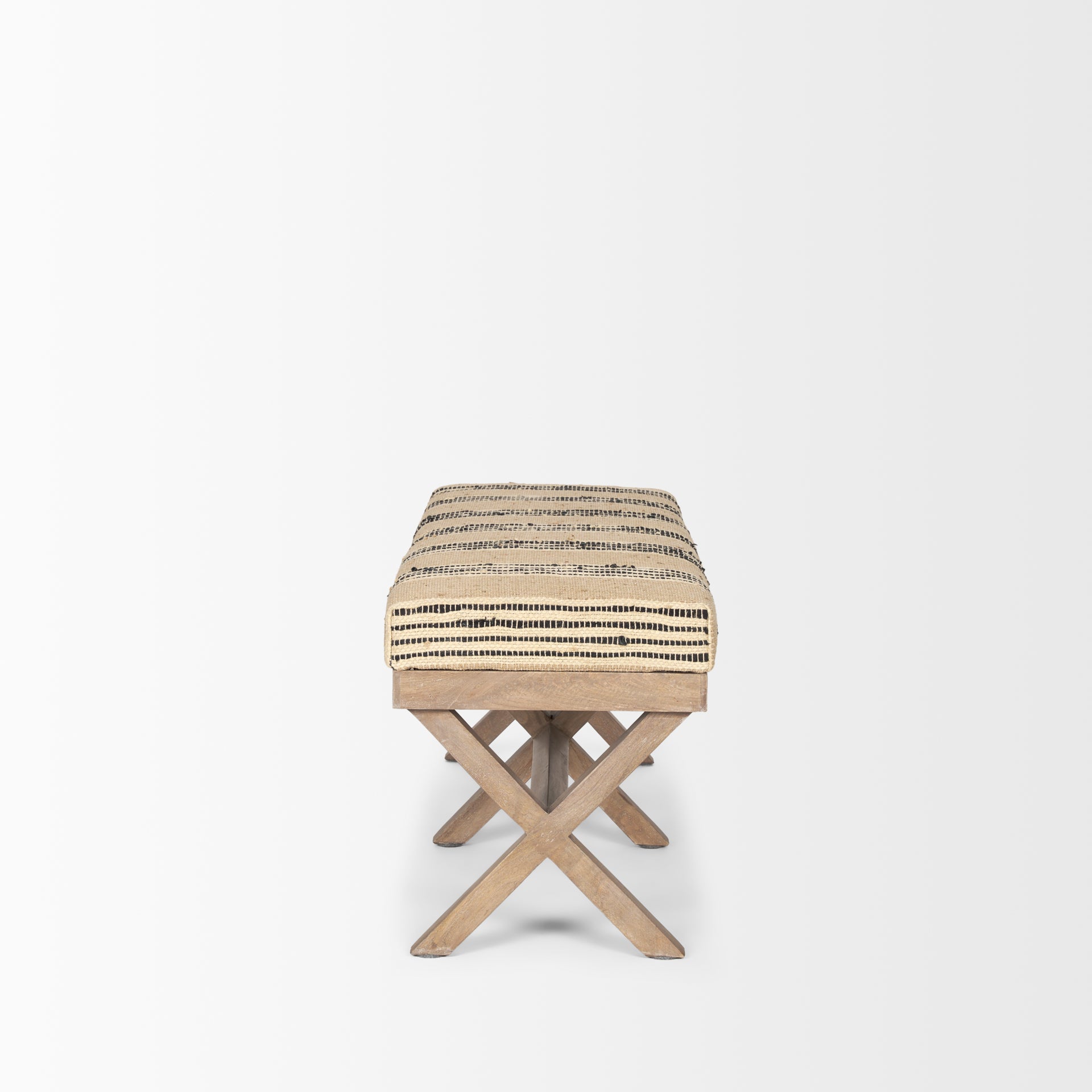 Solis Bench Beige/Black Fabric | Brown Wood - benches
