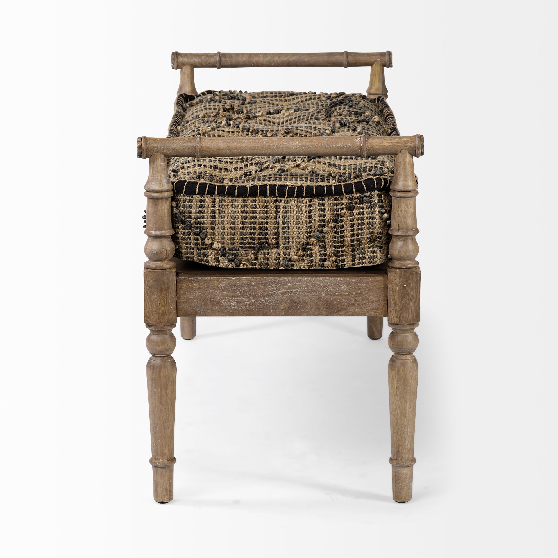 Fullerton Bench Patterned Jute | Brown Wood - benches