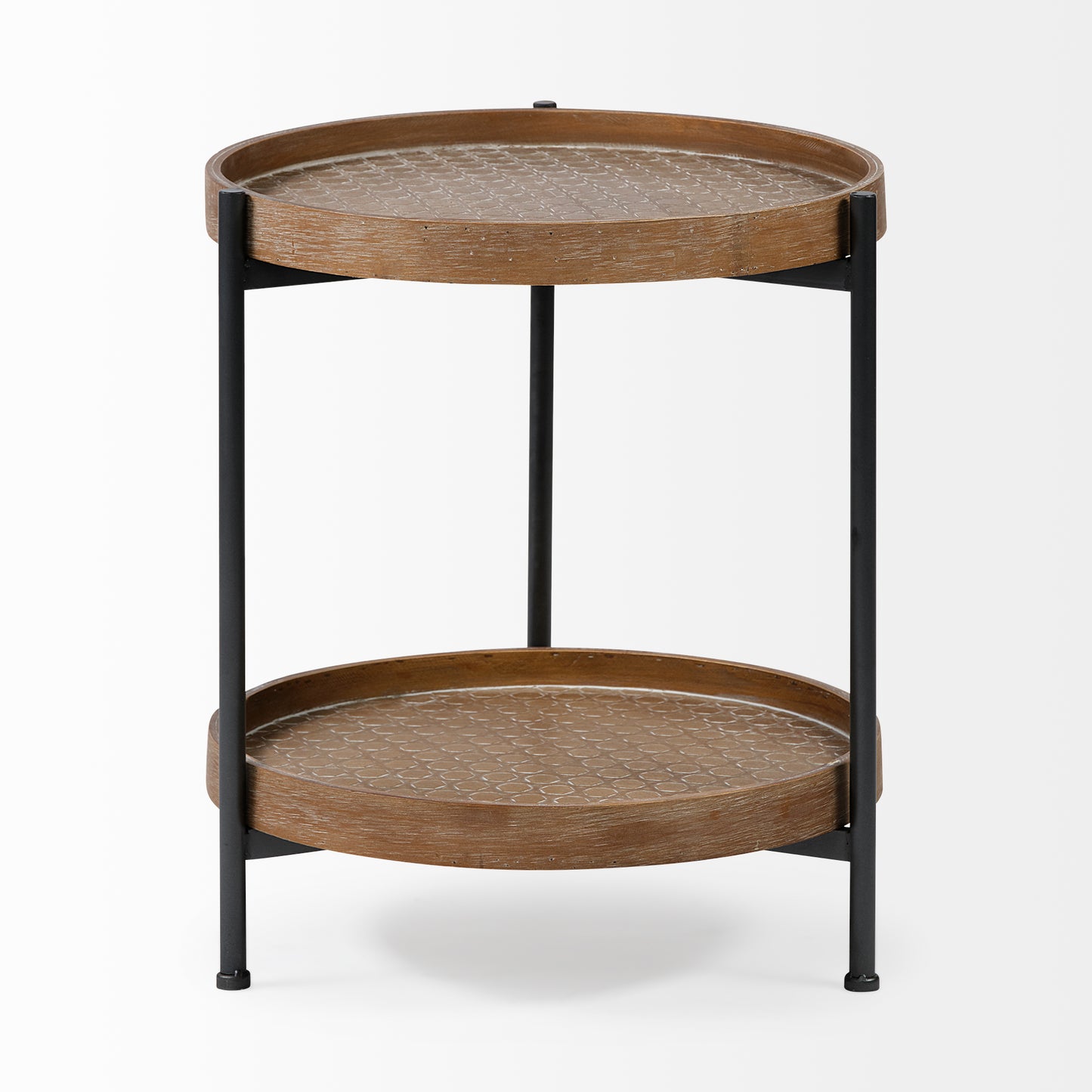 Kade End Side Table Brown Wood | Gray Metal - end-and-side-tables