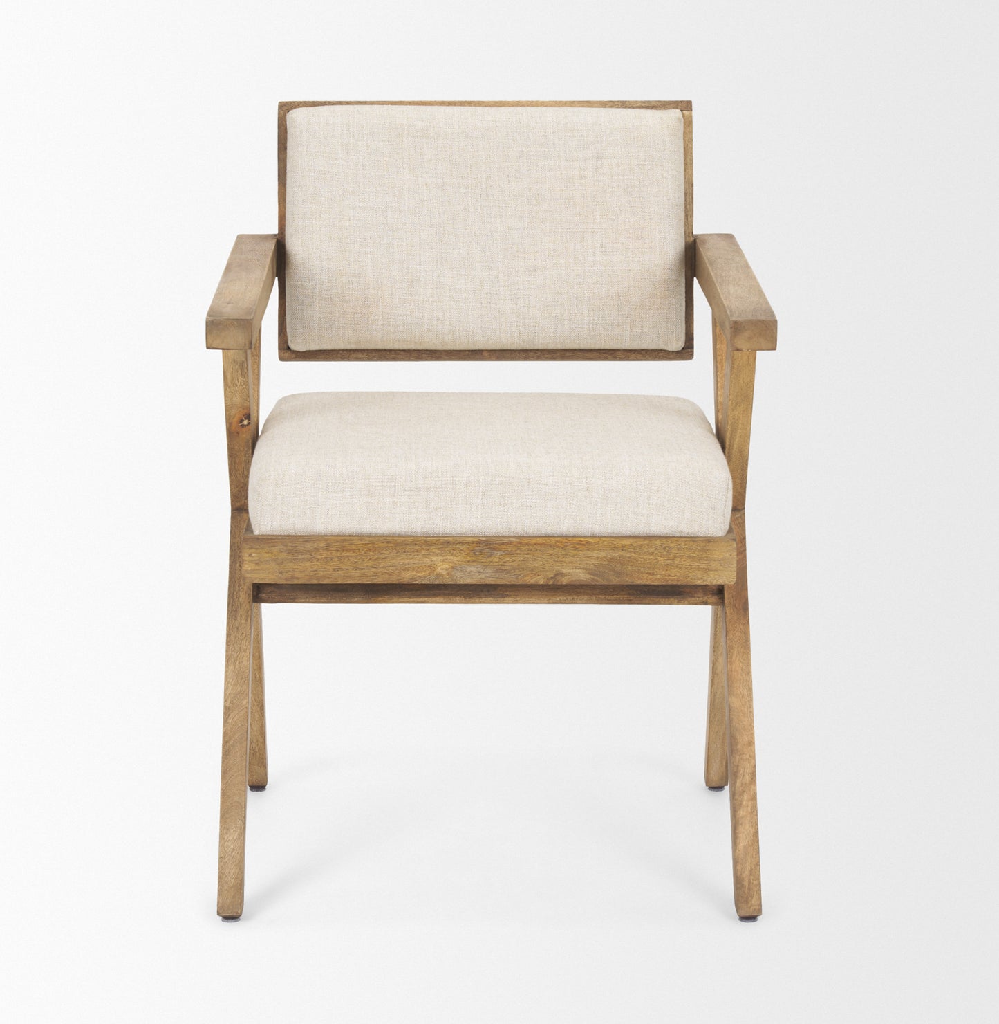 Topanga Dining Chair Cream | Medium Brown Wood - dining-chairs