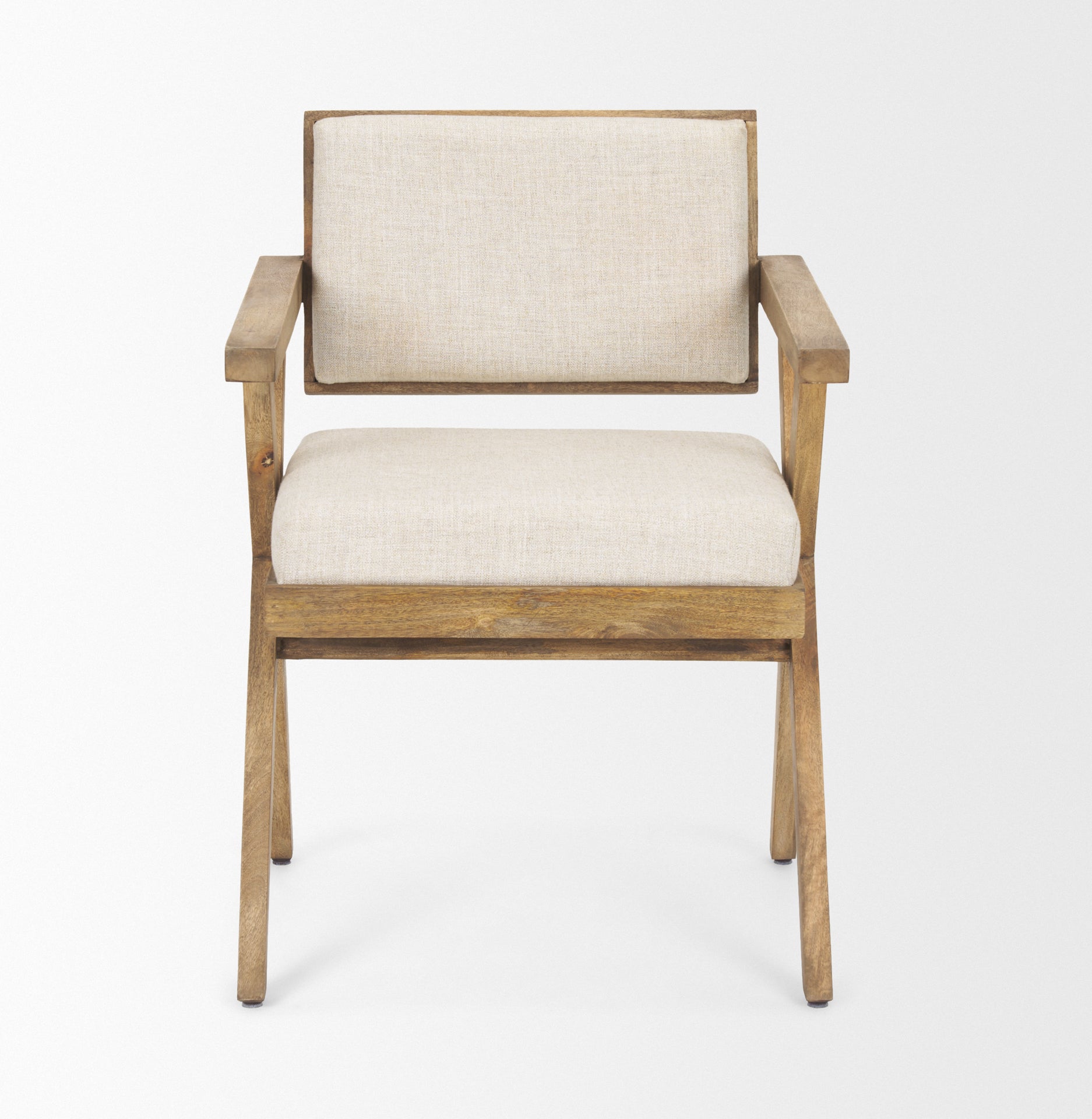 Topanga Dining Chair Cream | Medium Brown Wood - dining-chairs