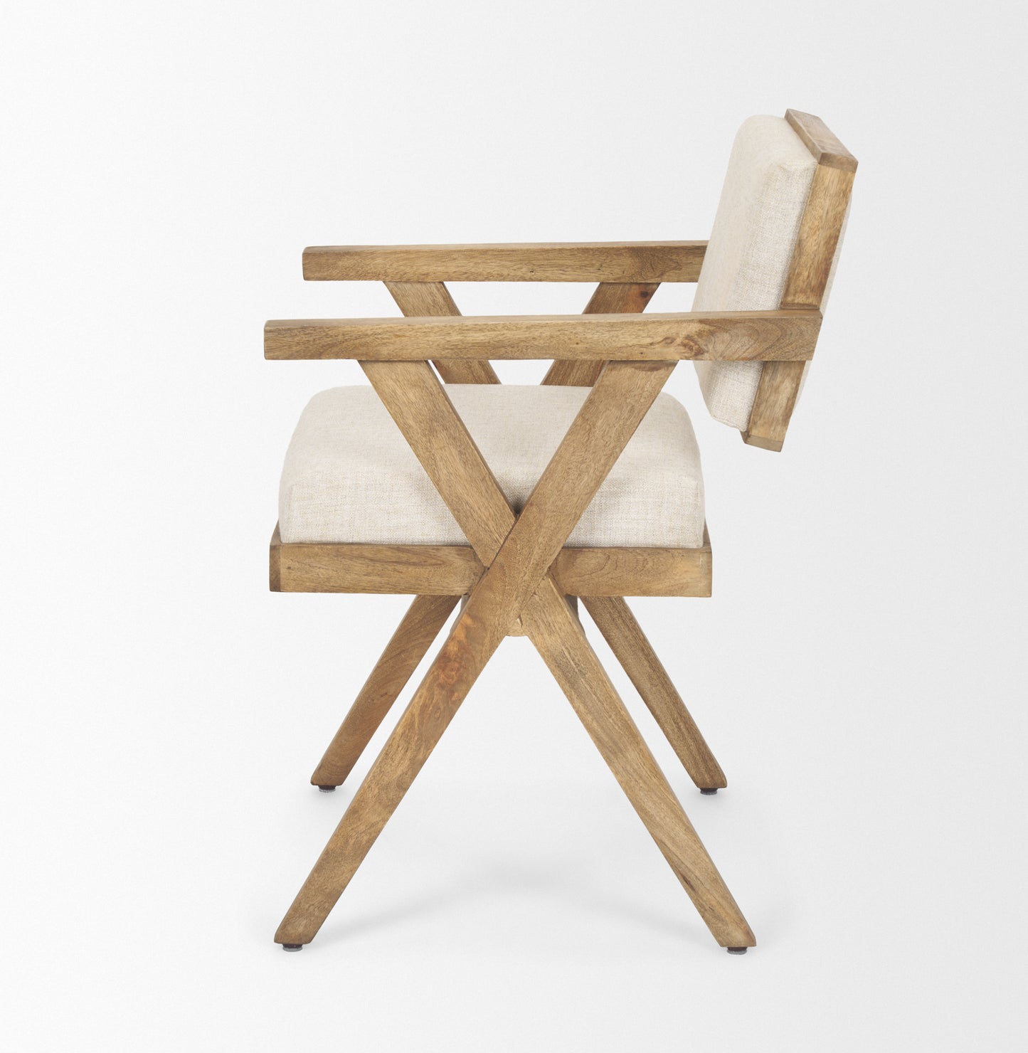 Topanga Dining Chair Cream | Medium Brown Wood - dining-chairs