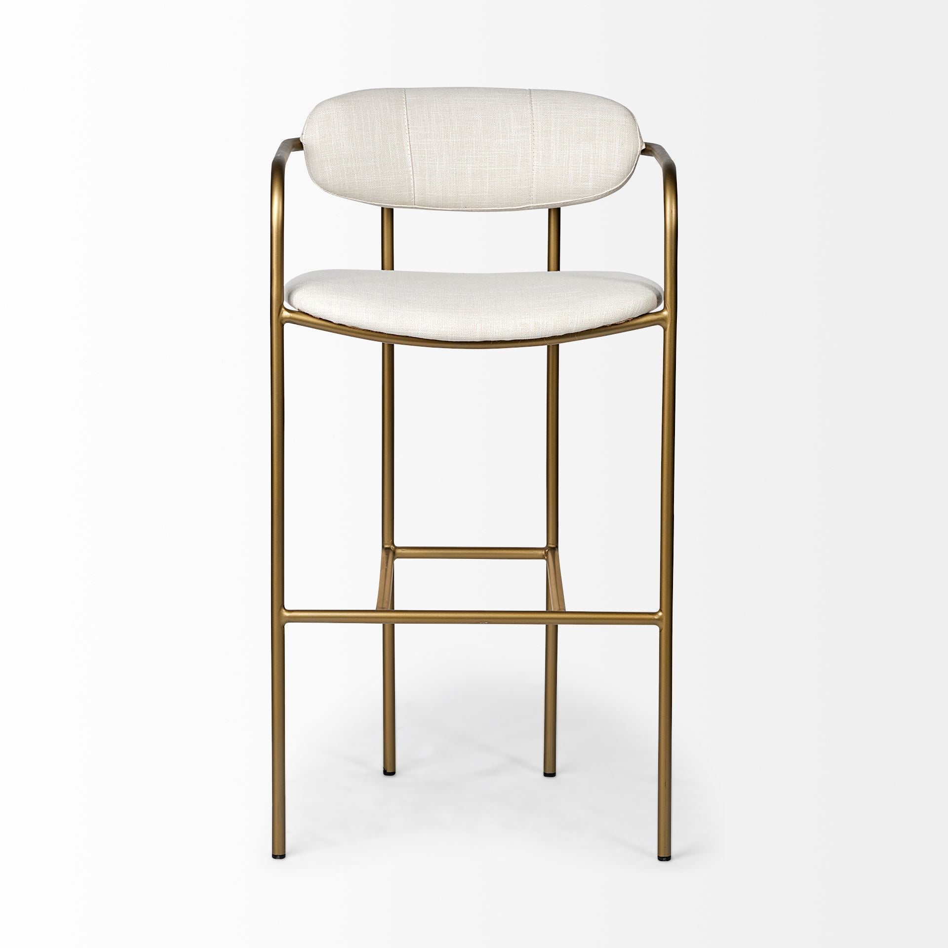 Parker Bar Counter Stool Cream Fabric | Gold Metal | Bar - bar-stools