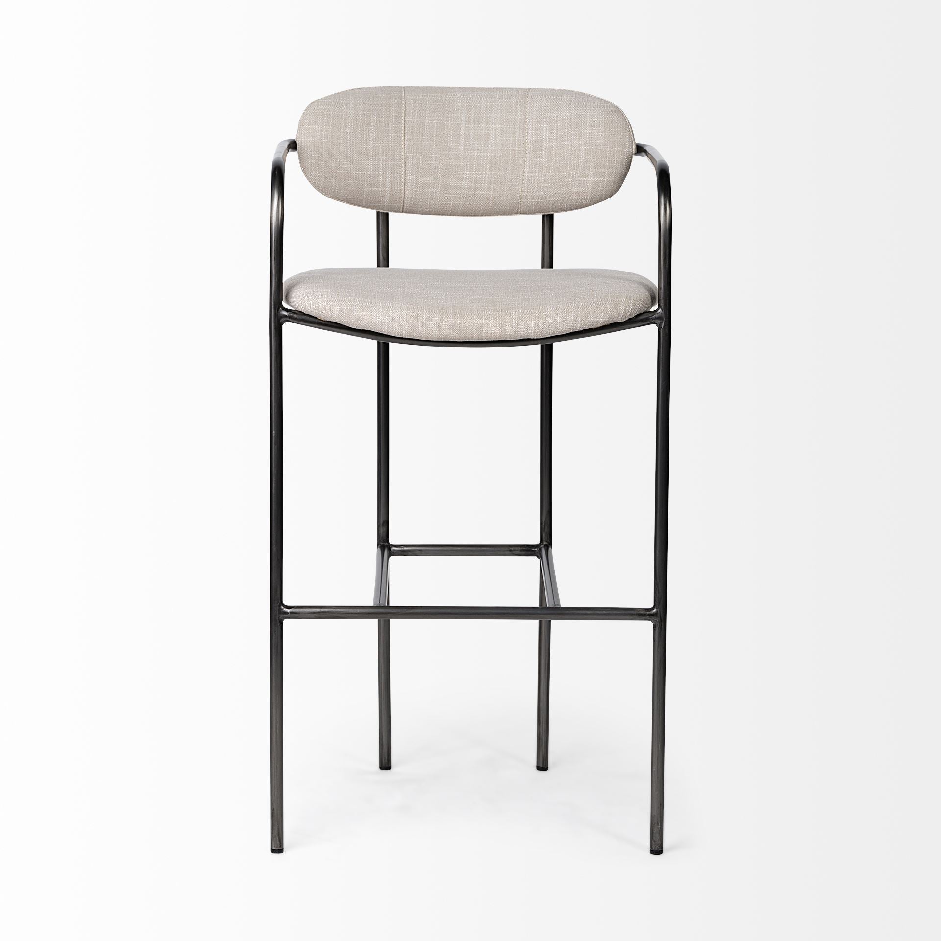 Parker Bar Counter Stool Beige Fabric | Grey Metal | Bar - bar-stools