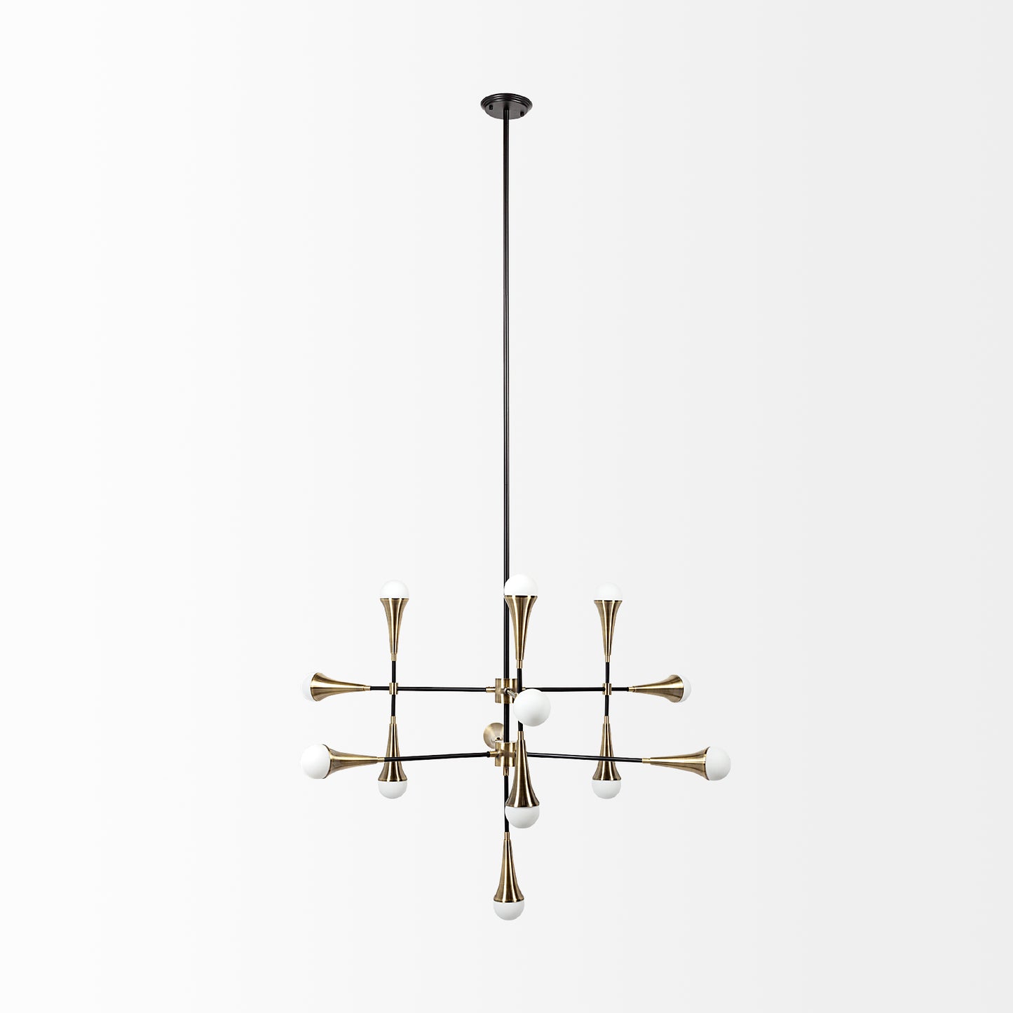 Decarlo Chandelier Black/Gold Metal - chandeliers