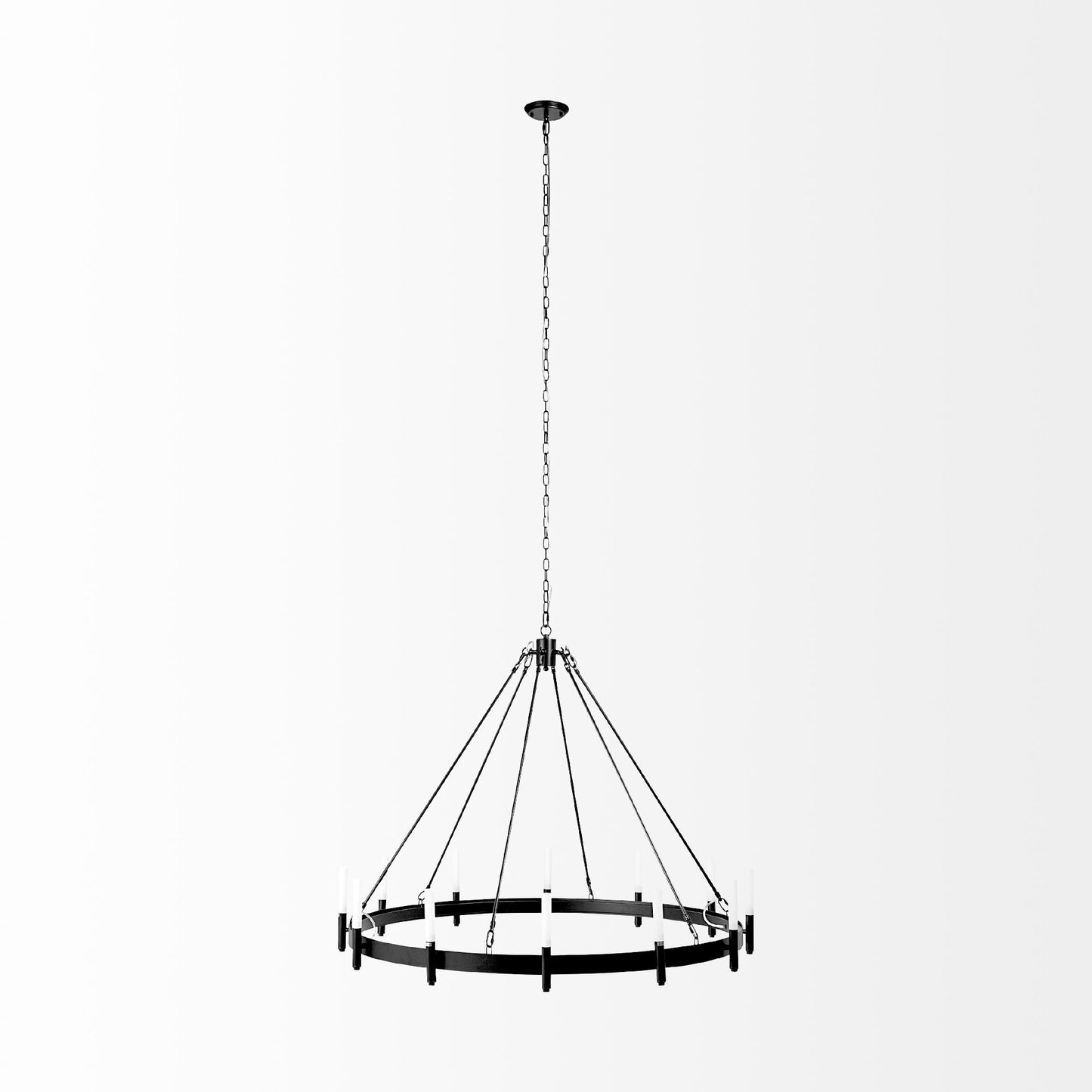 Decamp I (47.2"x36.2") Black Metal Chassis Glass Tube Twelve Light Chandelier