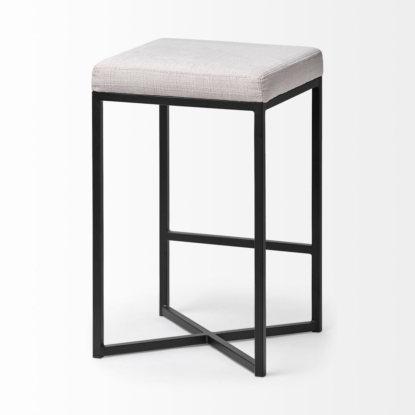 Frodo Bar Counter Stool White Fabric | Black Metal | Counter - bar-stools