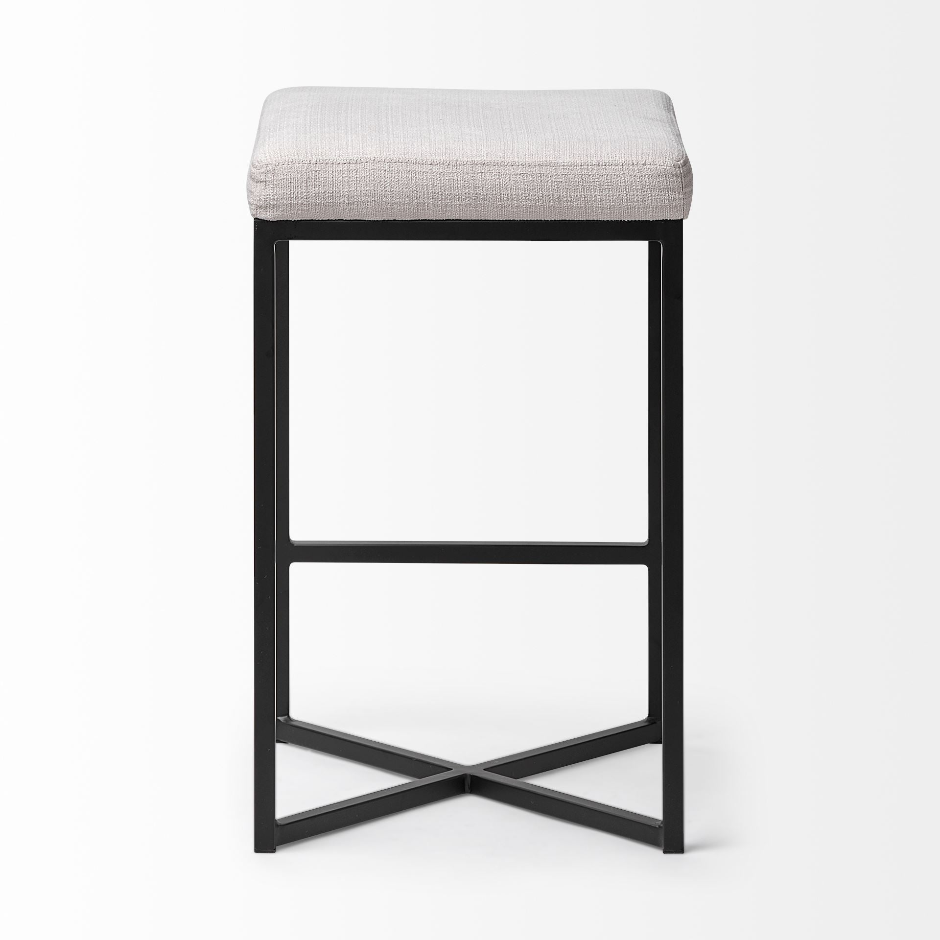 Frodo Bar Counter Stool White Fabric | Black Metal | Counter - bar-stools