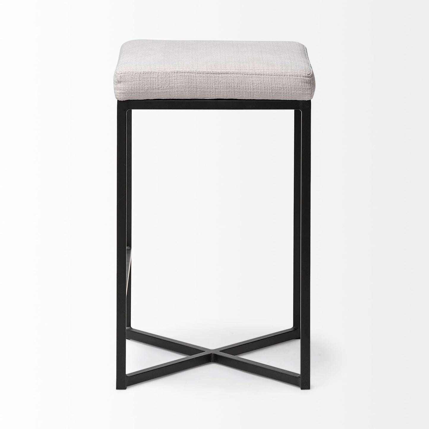 Frodo Bar Counter Stool White Fabric | Black Metal | Counter - bar-stools