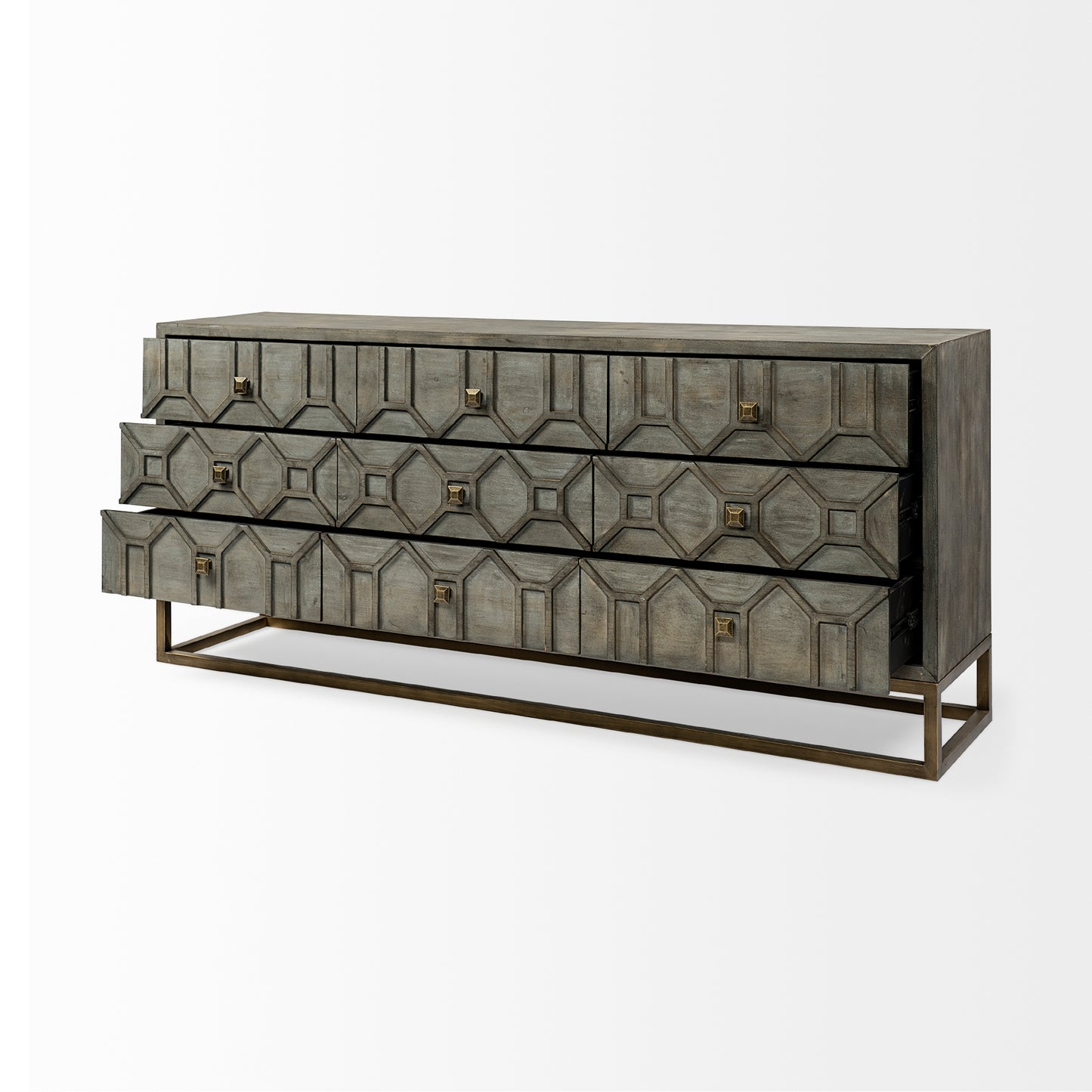 Genevieve Sideboard Gray Wood | Gold Metal - sideboards-and-buffets