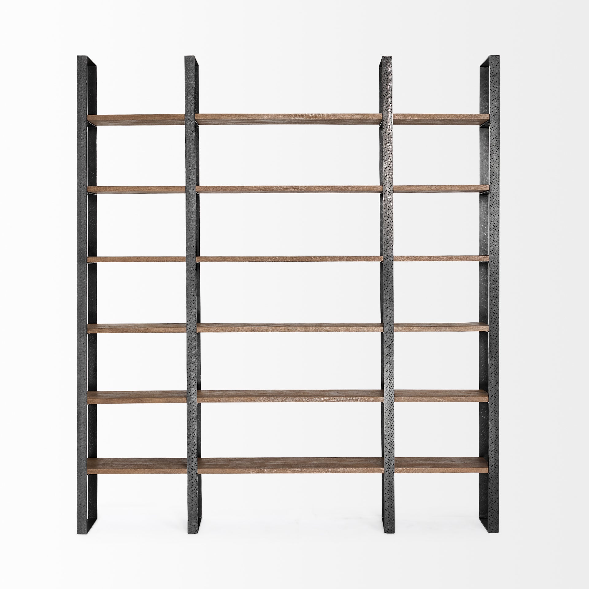 Taunton Shelving Unit Dark Brown Wood | Black Metal - shelving