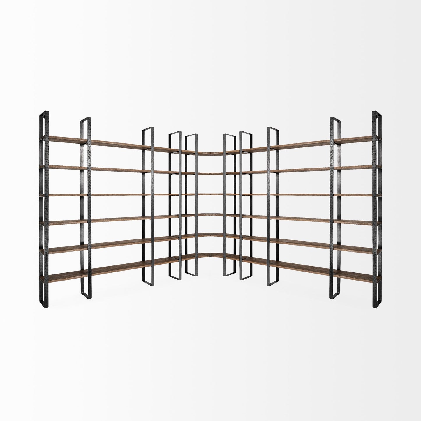 Taunton Shelving Unit Dark Brown Wood | Black Metal - shelving