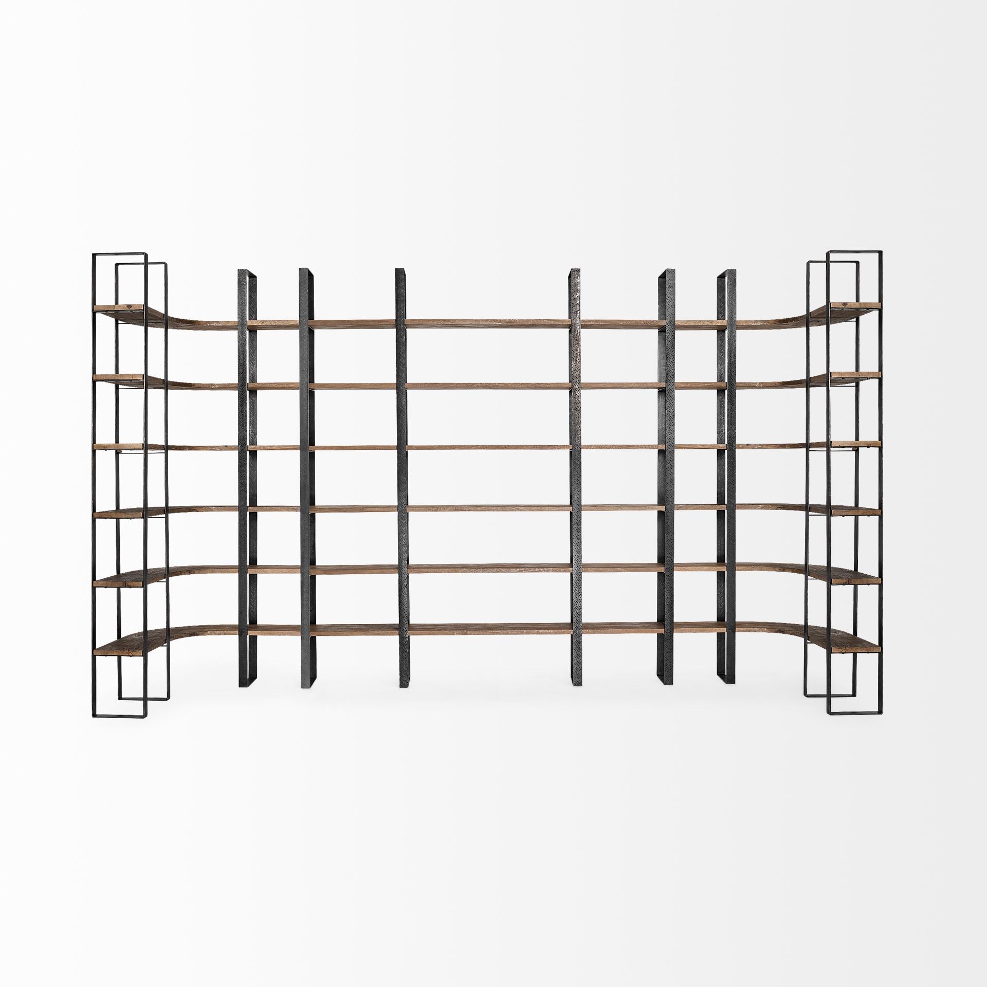 Taunton Shelving Unit Dark Brown Wood | Black Metal - shelving
