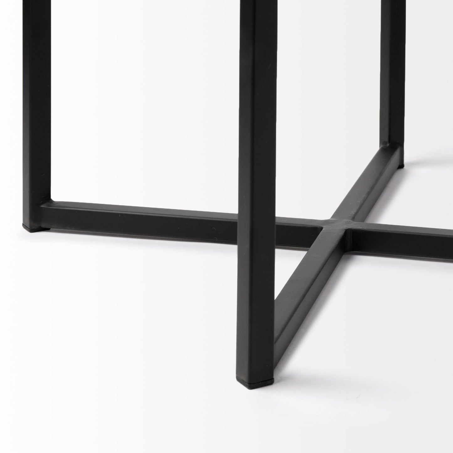 Frodo 29.75H Seat Height White Fabric Seat Black Metal Base Stool