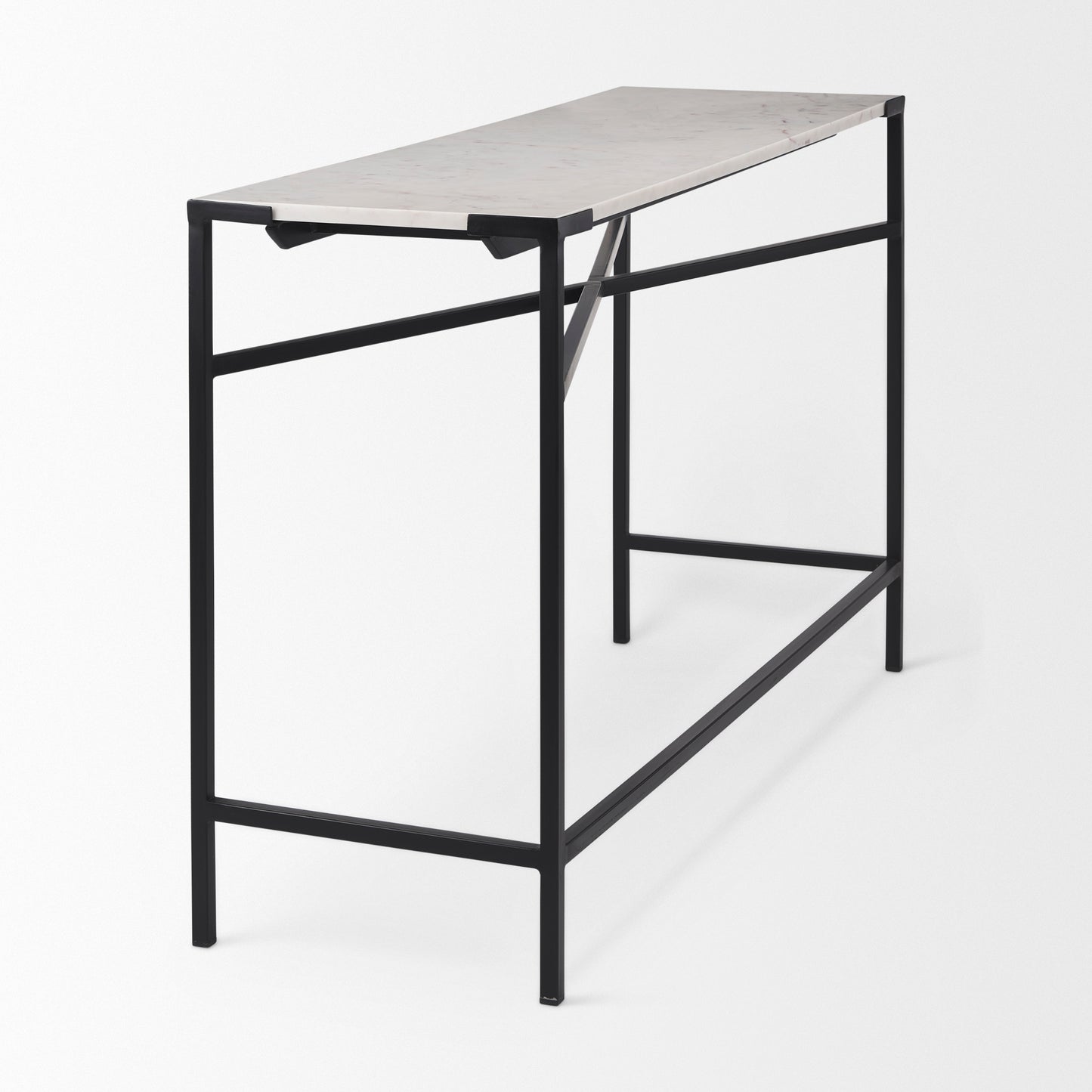 Lucas Console Table White Marble | Black Metal - console-tables