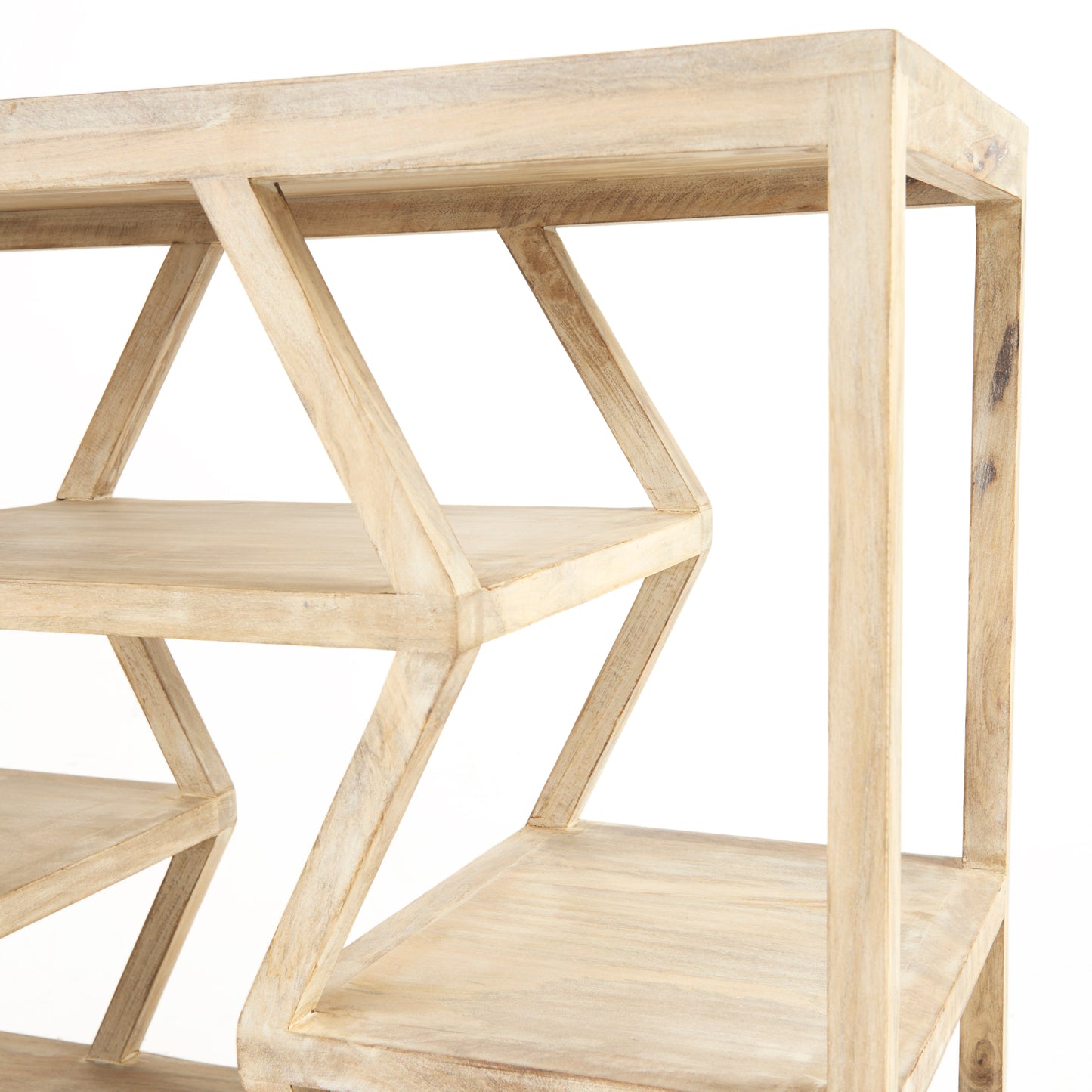 Dayton II 66L x 16W Natural Wooden Multi-Level Shelf Console Table