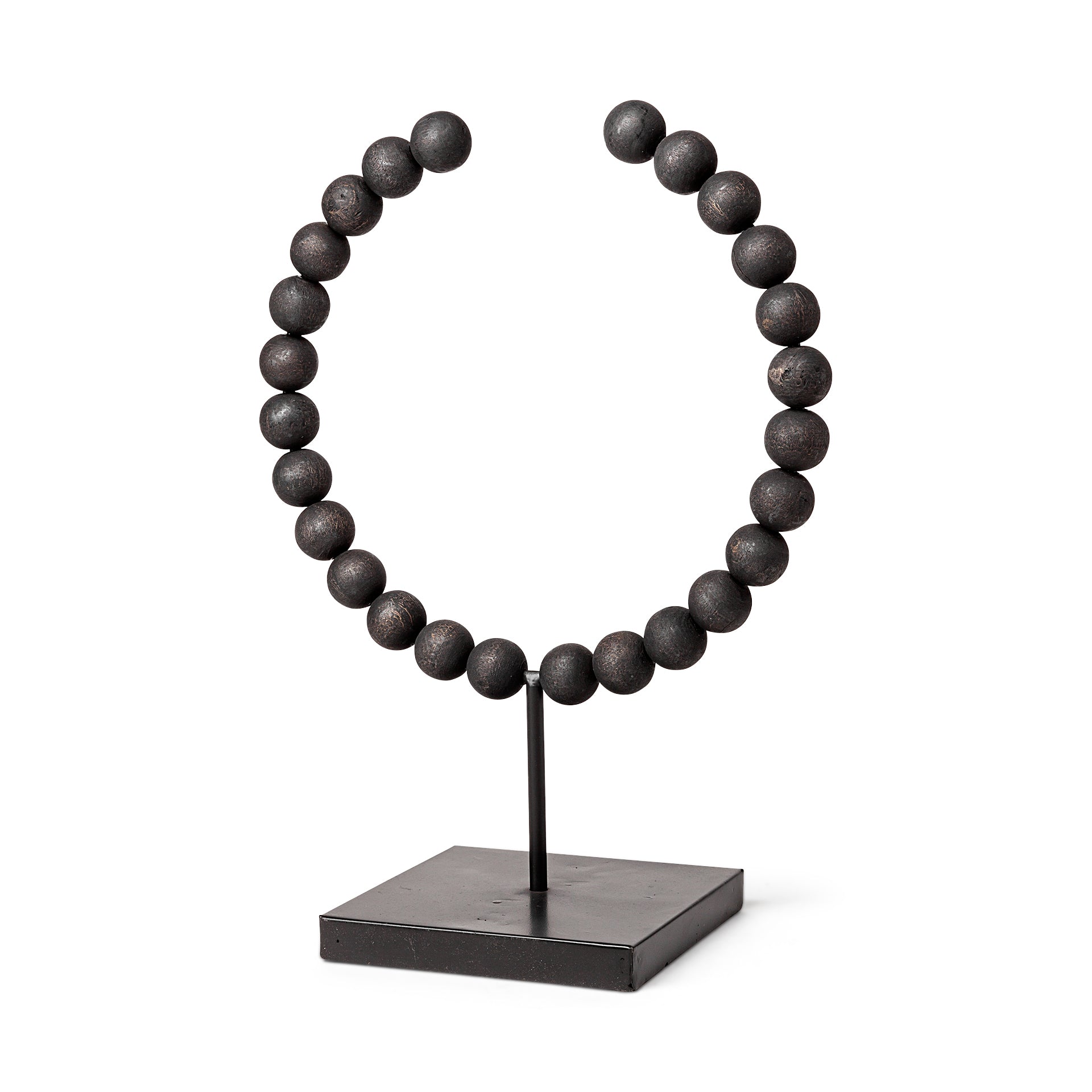 Tulane II (Large) 12L x 6W Black Beaded Broken Sphere Decorative Object