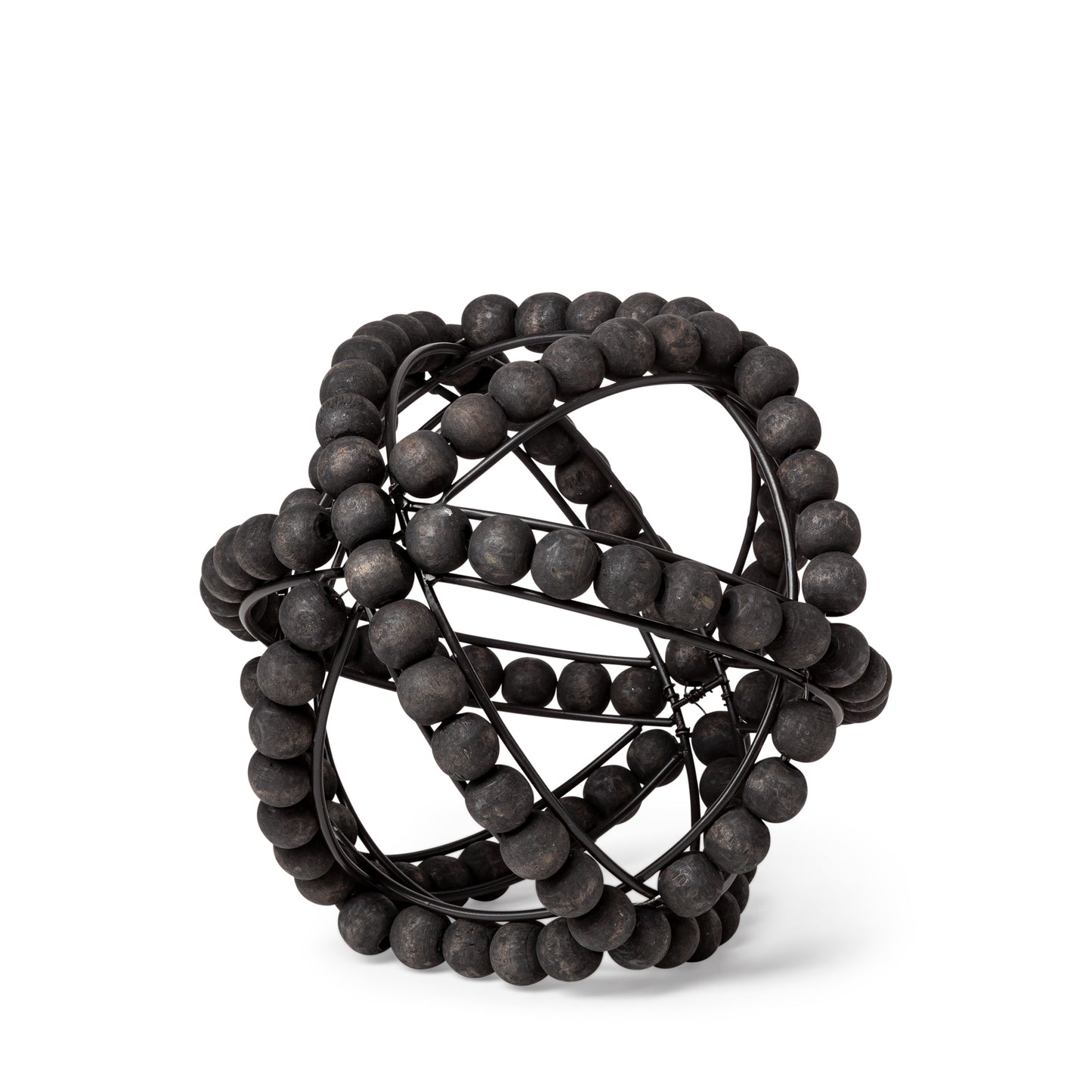Earnhardt I Small 9L x 9W Black Wooden Beaded Orb