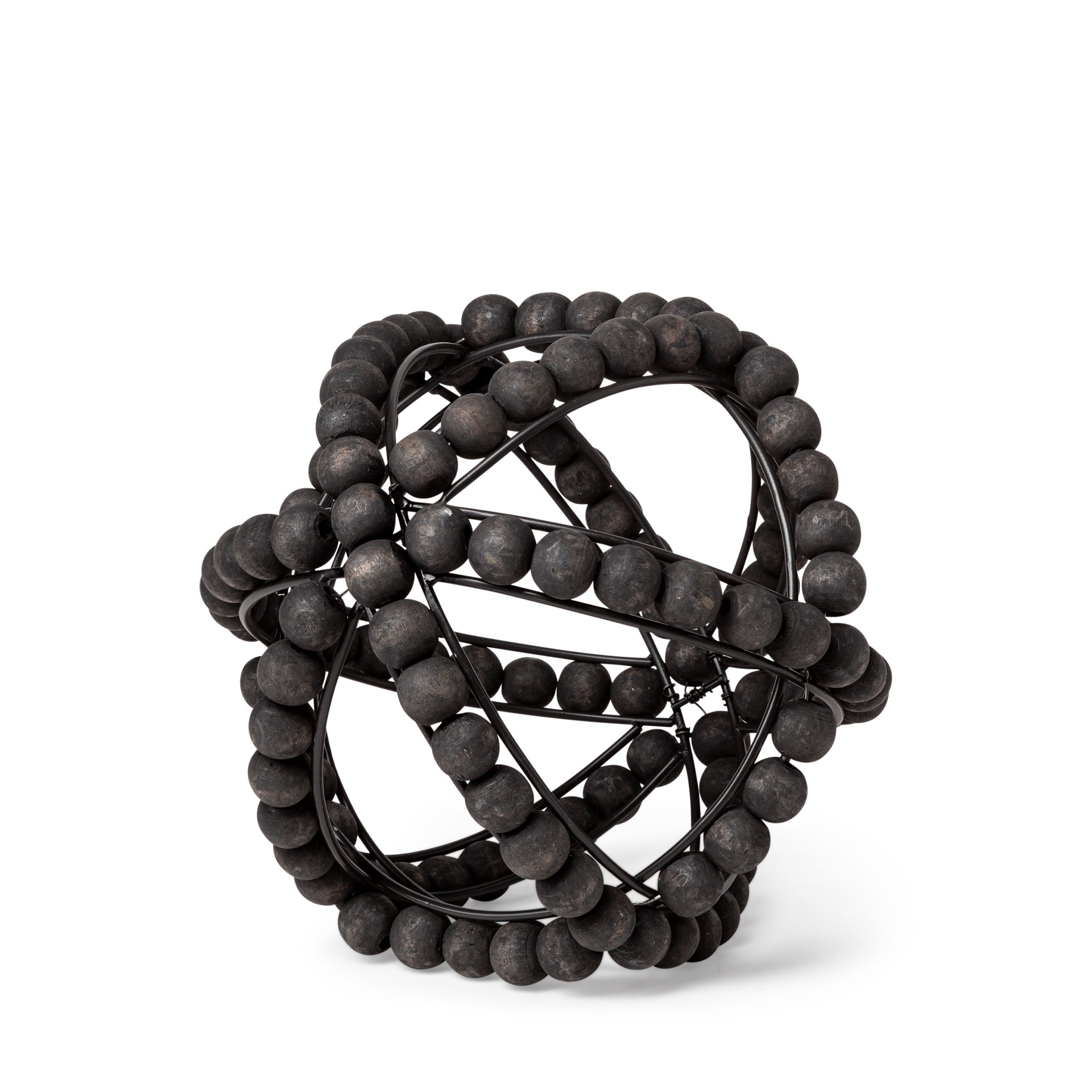 Earnhardt I Small 9L x 9W Black Wooden Beaded Orb