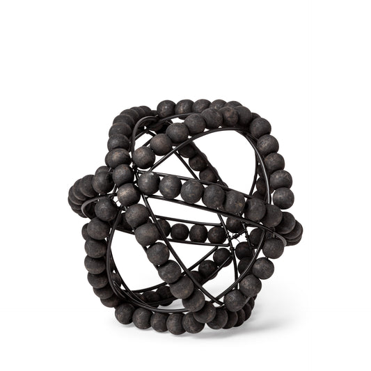 Earnhardt I Small 9L x 9W Black Wooden Beaded Orb