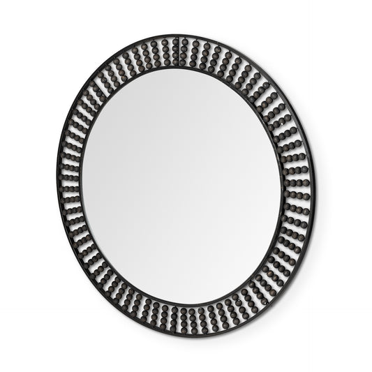 Claiborne Wall Mirror Black Metal | 42’’ - wall-mirrors-grouped