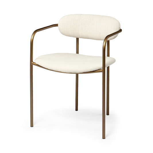 Parker Dining Chair Cream Fabric | Gold Metal - dining-chairs