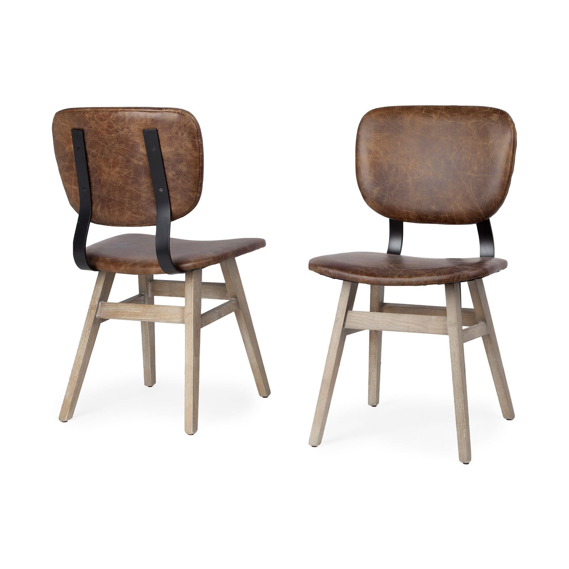 Haden Leather Dining Chair Brown Leather | Brown wood - dining-chairs