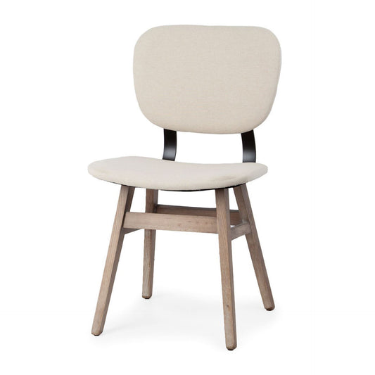 Haden Dining Chair Cream Fabric | Brown Wood - dining-chairs