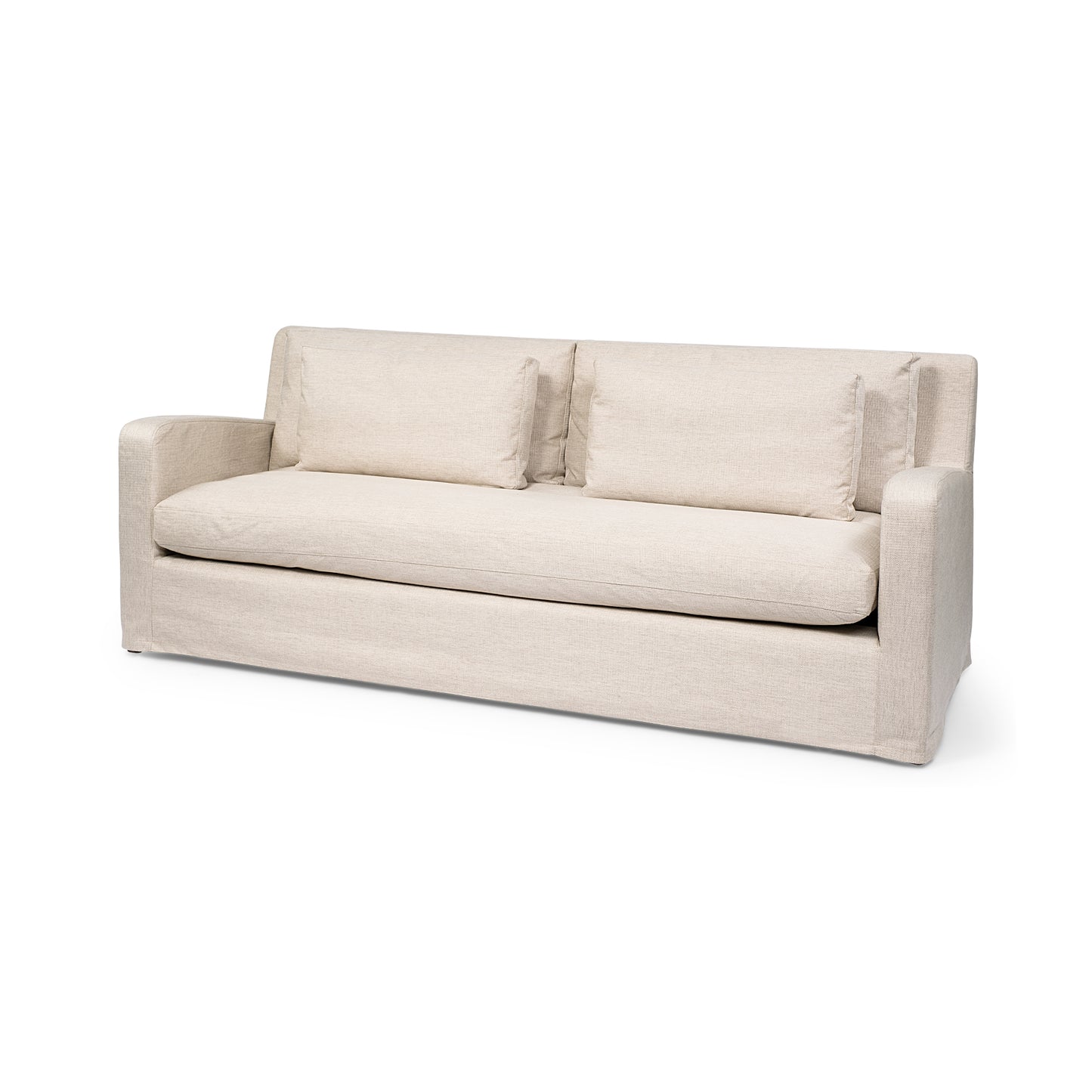 Denly II 92.5W  Beige Slipcover Three Seater Sofa