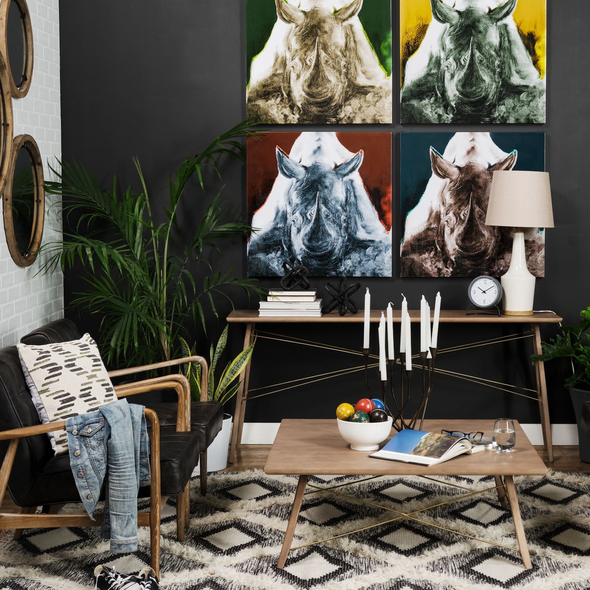 Kirby Coffee Table Brown Wood | Gold Metal - coffee-tables