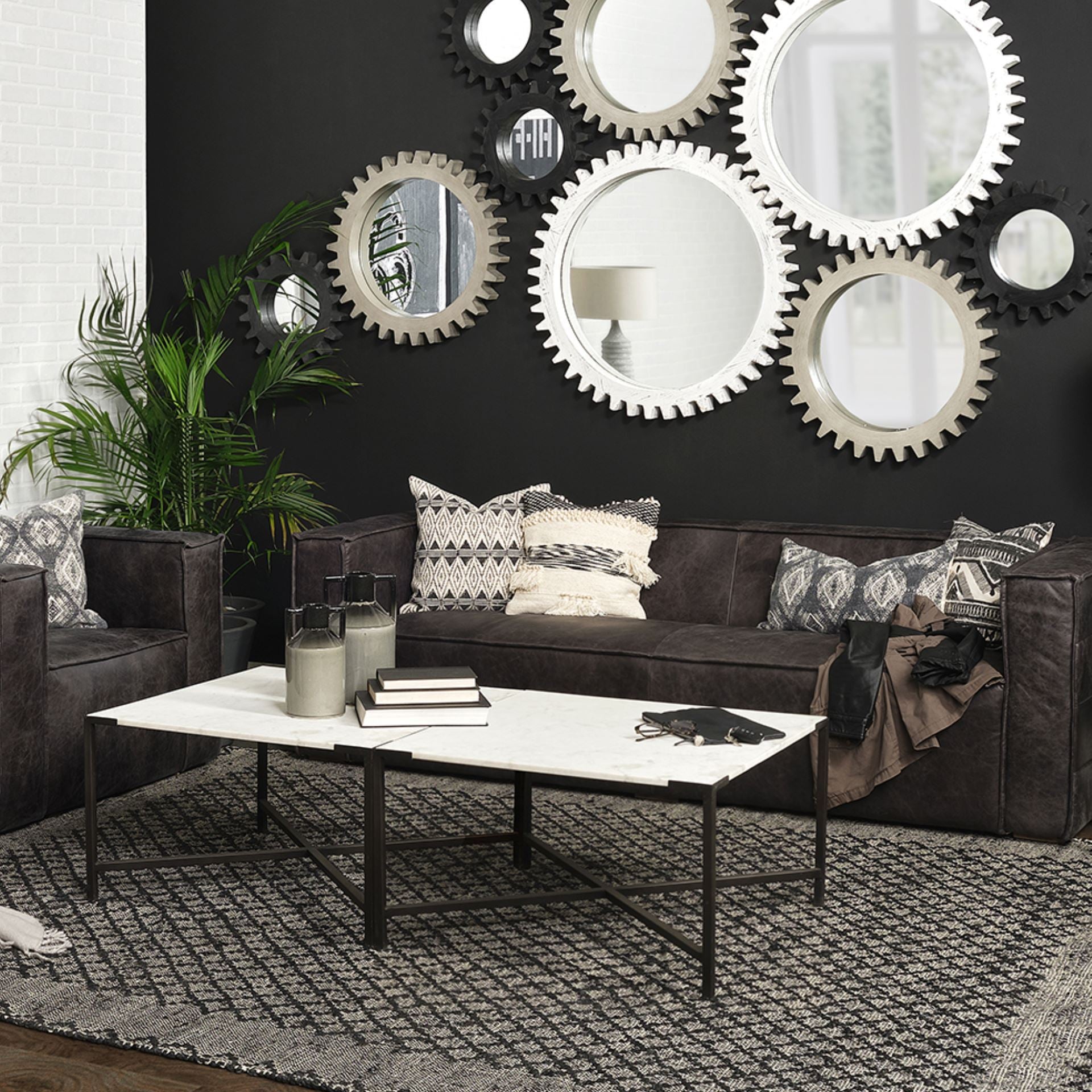 Lucas Coffee Table White Marble | Black Metal - coffee-tables