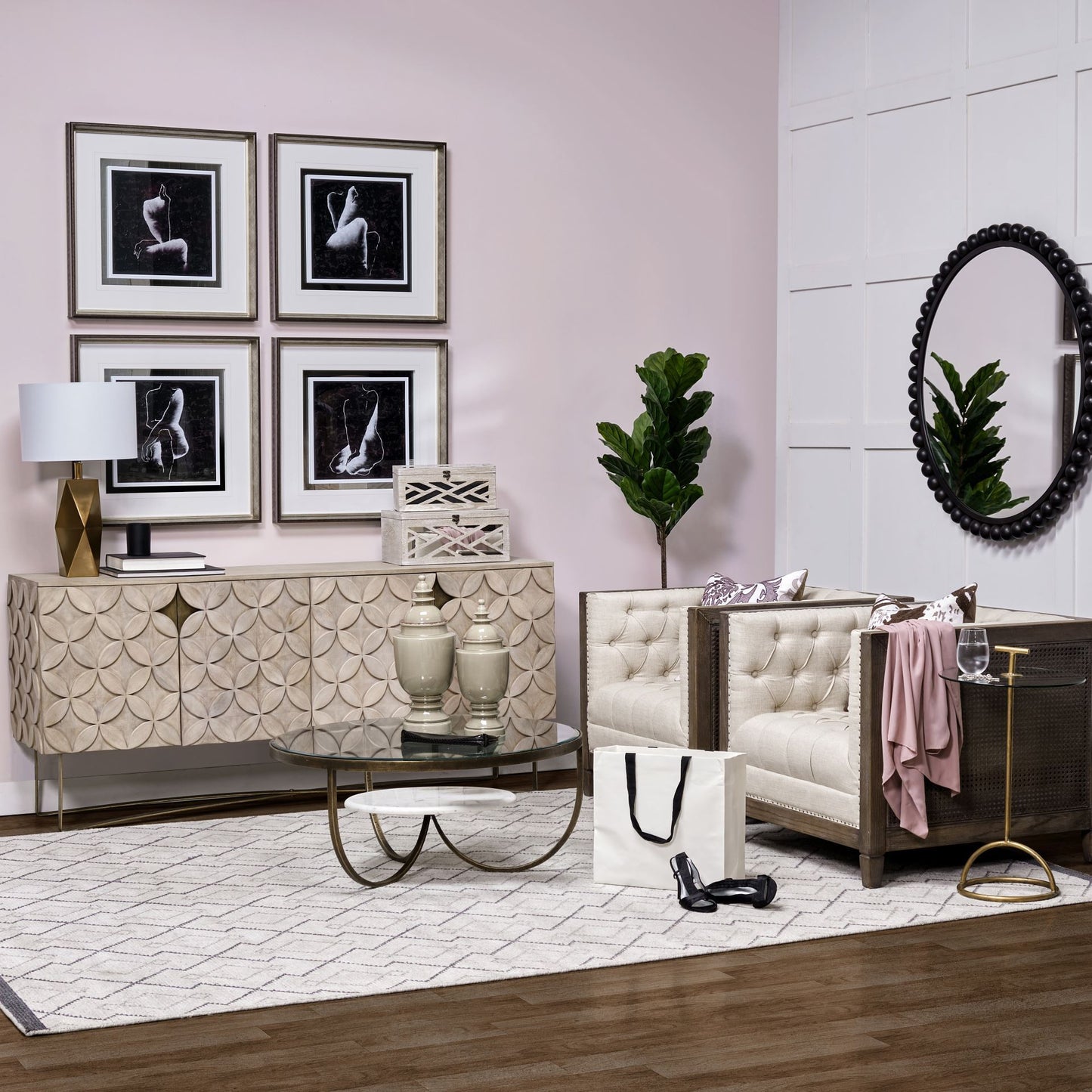 Excelsior Sideboard Brown Wood | Gold Metal - sideboards-and-buffets