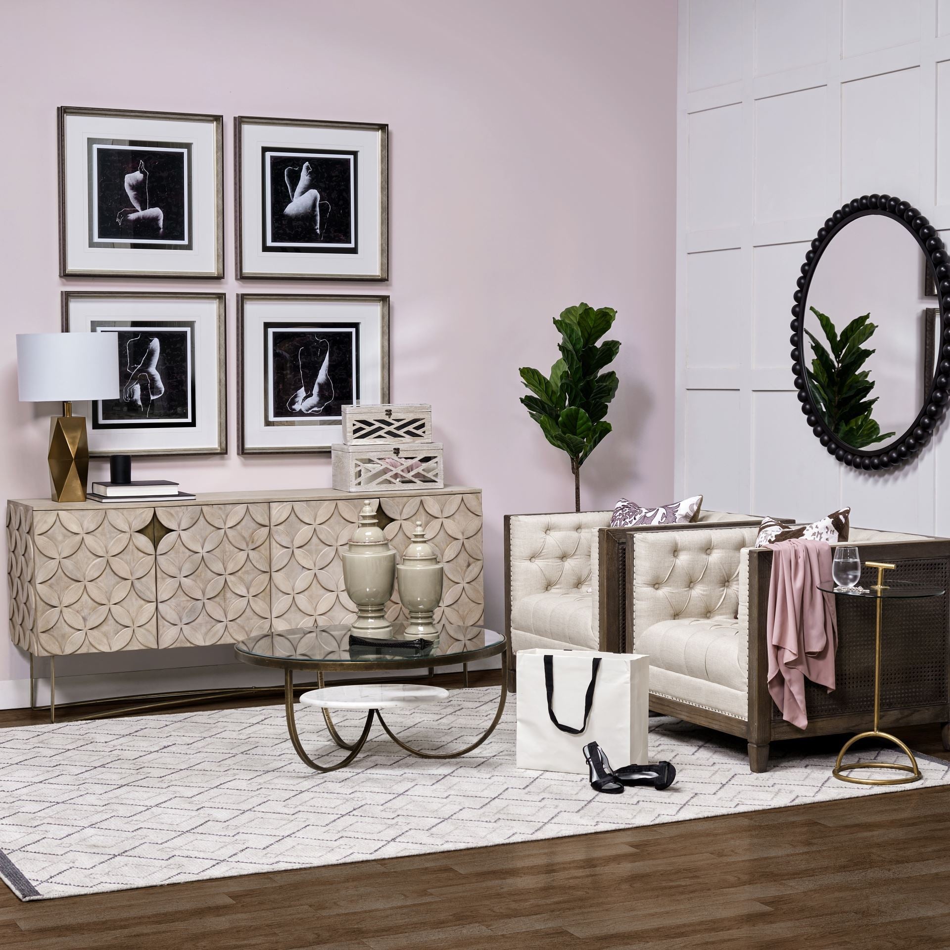 Excelsior Sideboard Brown Wood | Gold Metal - sideboards-and-buffets