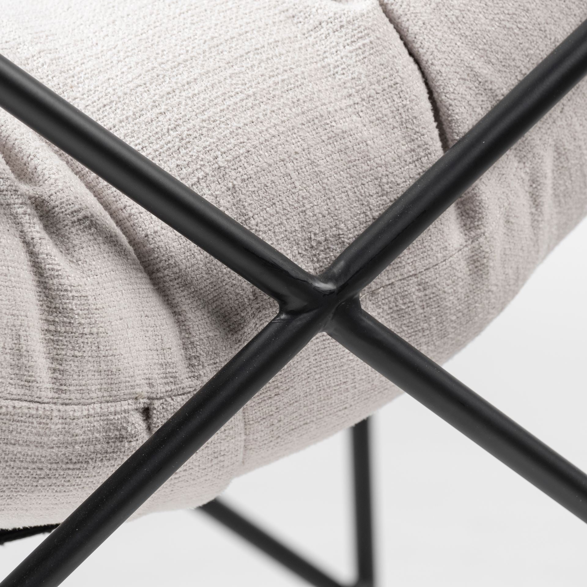 Leonidas Accent Chair Cream Fabric | Black Metal - accent-chairs