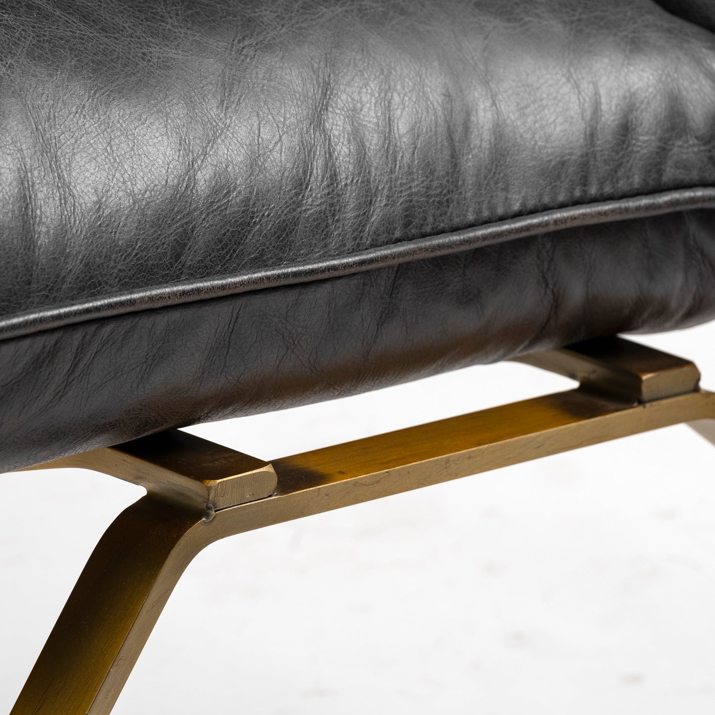 Flavelle Accent Chair Black Leather | Gold Iron - accent-chairs