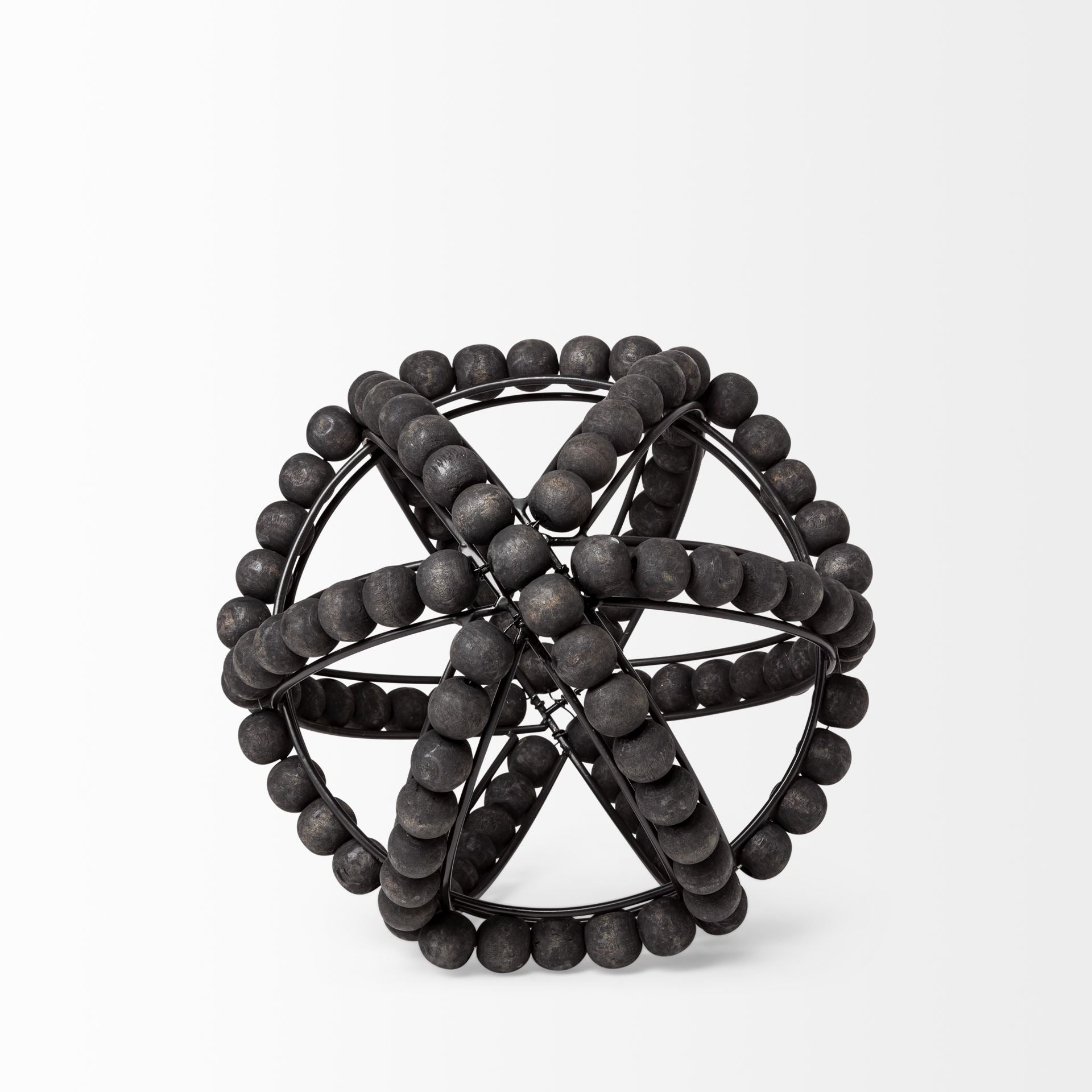 Earnhardt I Small 9L x 9W Black Wooden Beaded Orb