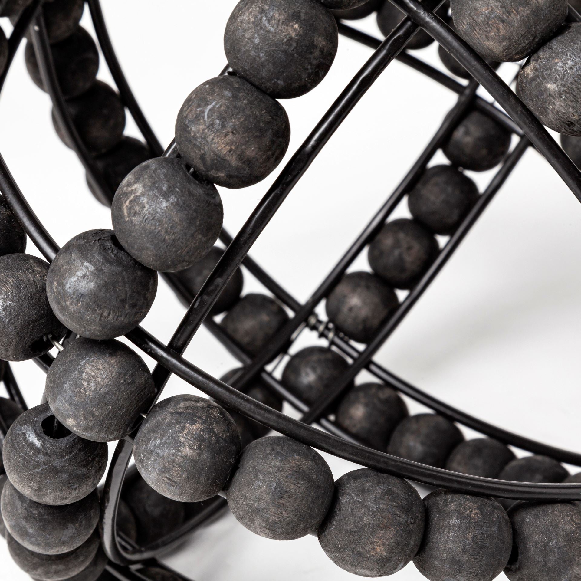 Earnhardt I Small 9L x 9W Black Wooden Beaded Orb