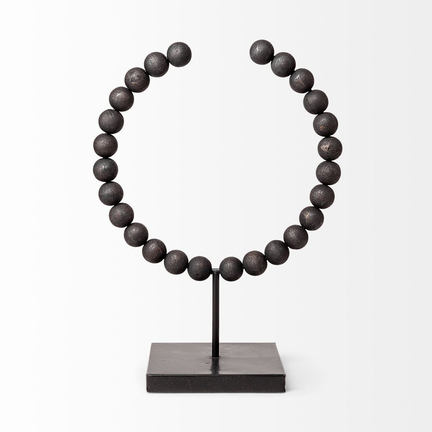 Tulane II (Large) 12L x 6W Black Beaded Broken Sphere Decorative Object