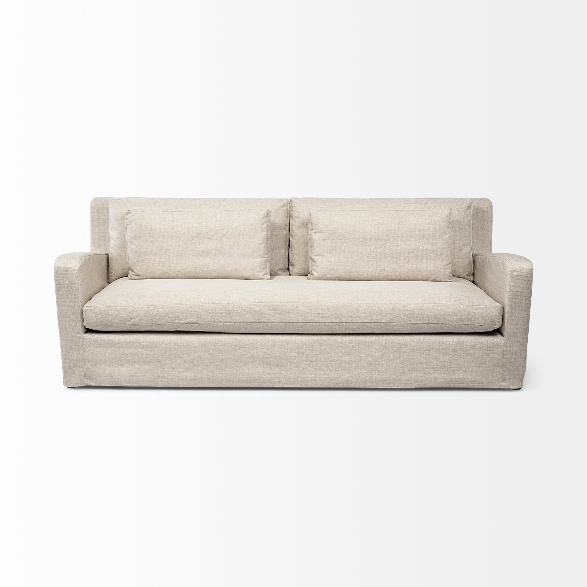 Denly II 92.5W  Beige Slipcover Three Seater Sofa